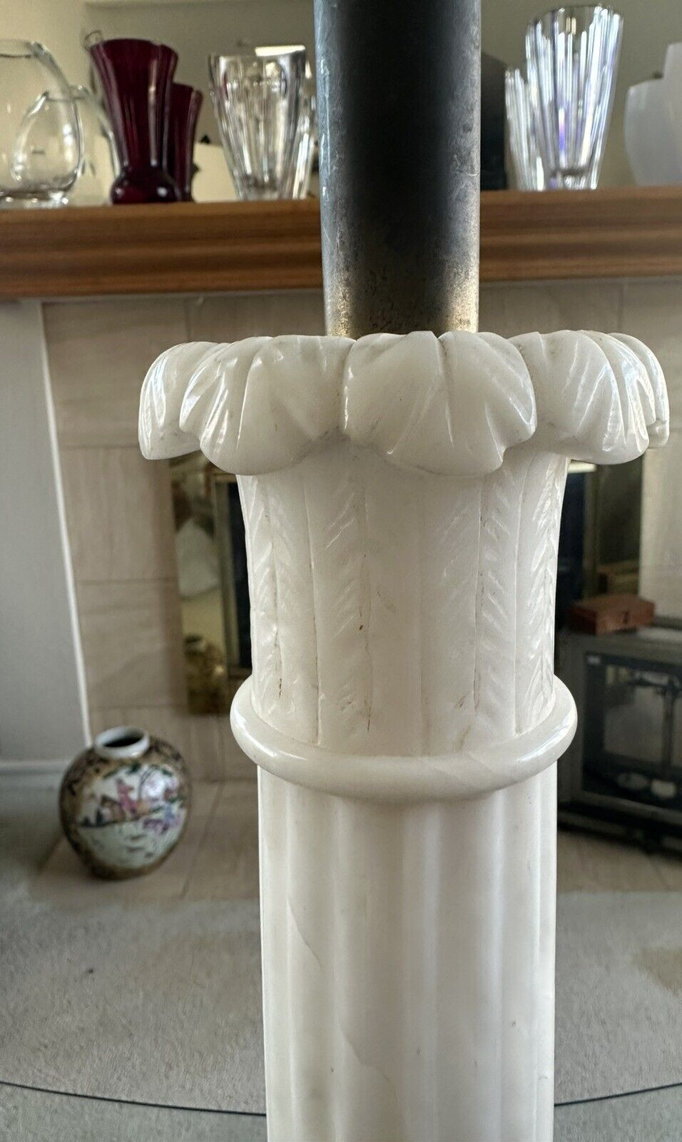 ANTIQUE VTG NEO-CLASSICAL SOLID MARBLE COLUMN PILLAR 20″ LAMP 15 LBS WORKING