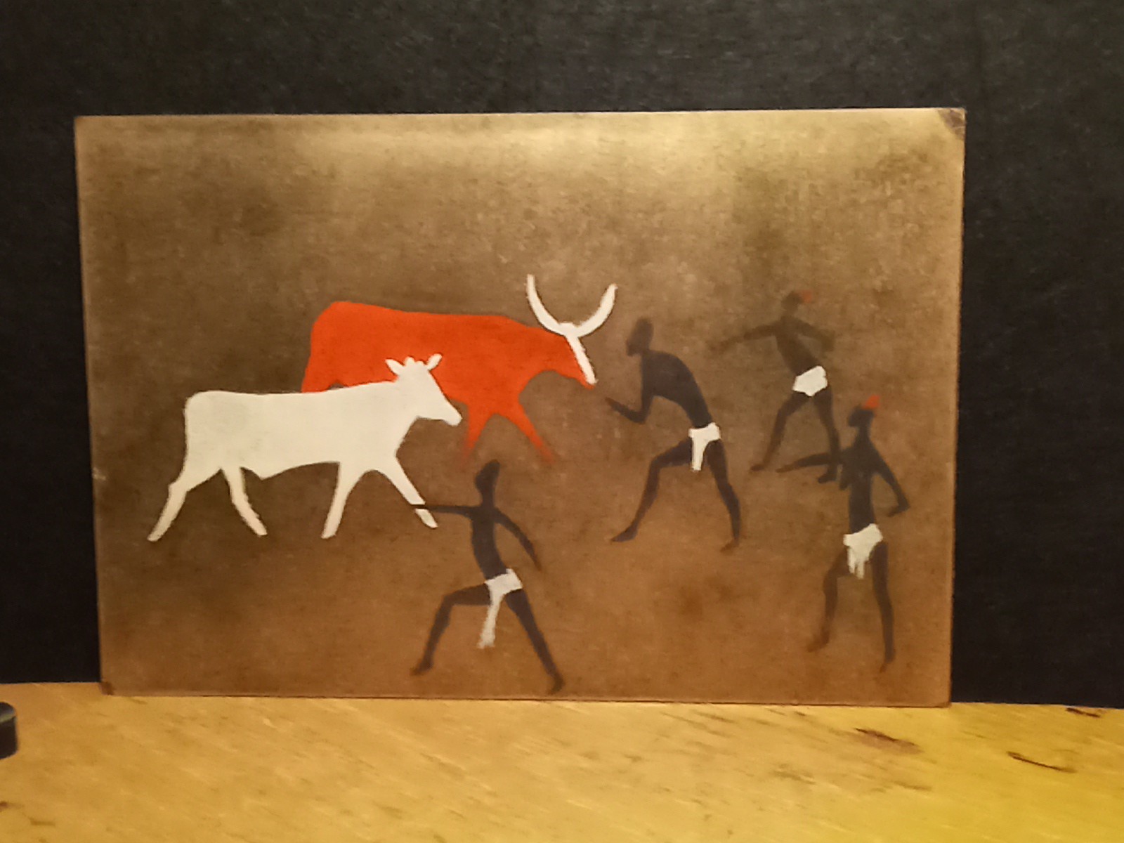 MCM Enamel Copper/Bronze Artwork – Natives Herding Water Buffalo by Judith Daner