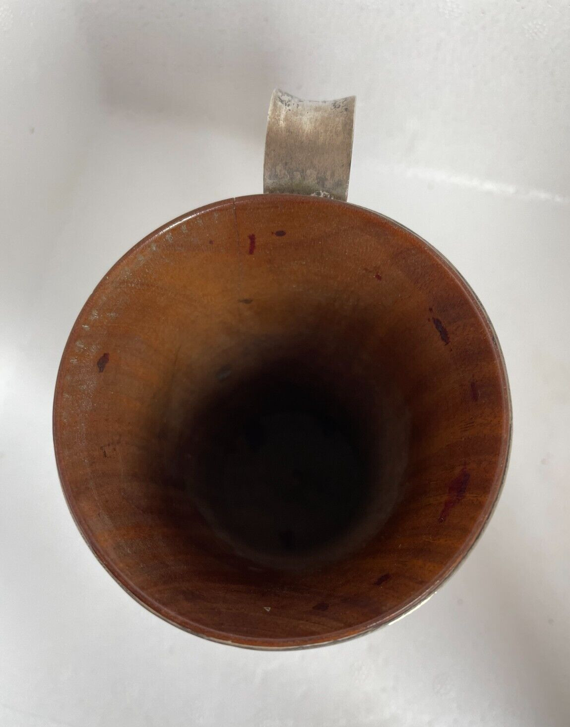 antique woodenware treen & white metal beaker of unknown origin reenactment etc