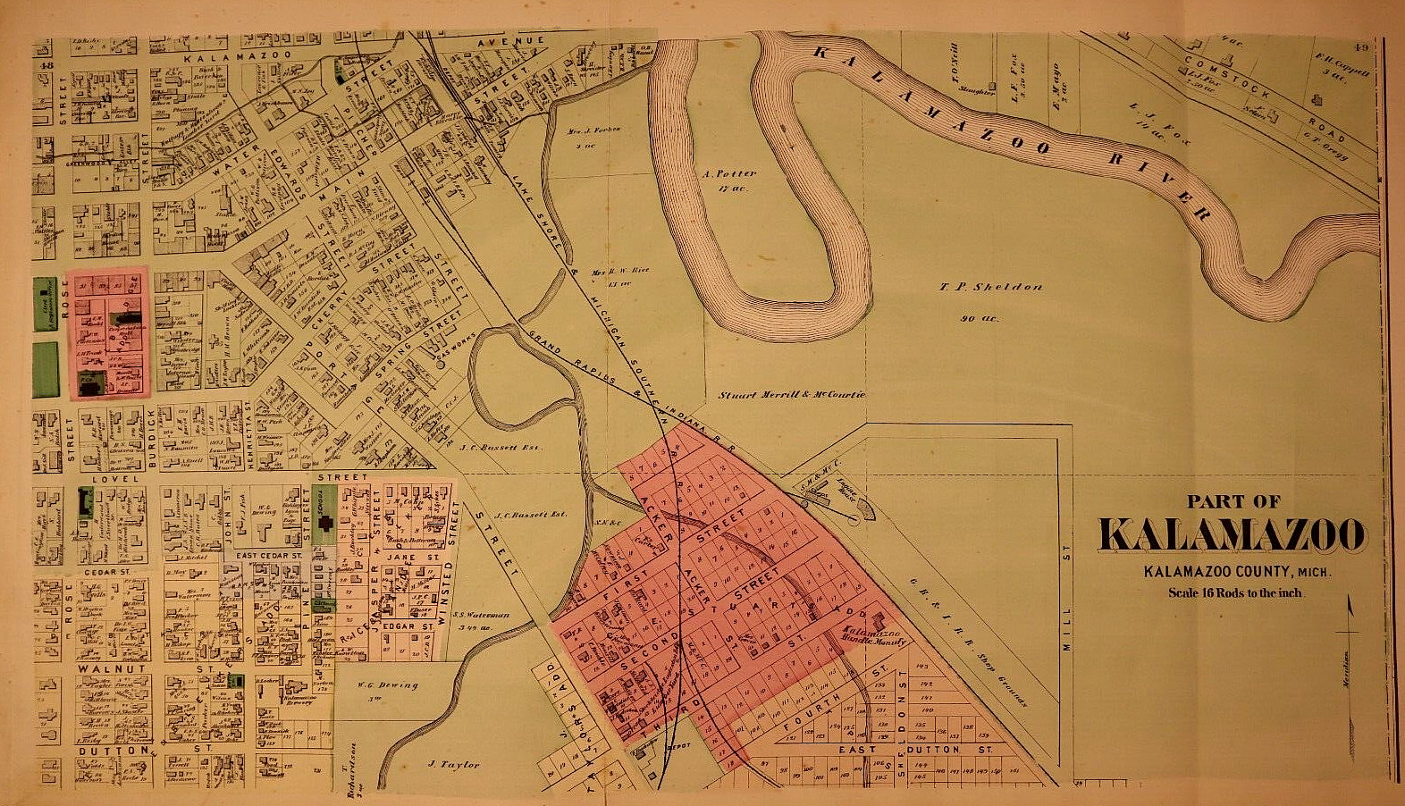1873 Plat Map ~ The CITY of KALAMAZOO, KALAMAZOO Co., MICHIGAN ~ (16×27)-#029