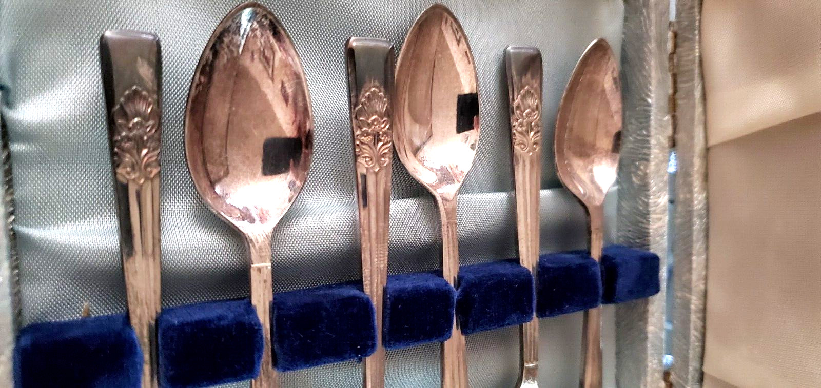 Set (6) MCM Demitasse Spoons Sheffield England Lexington EPNS Vintage With Box