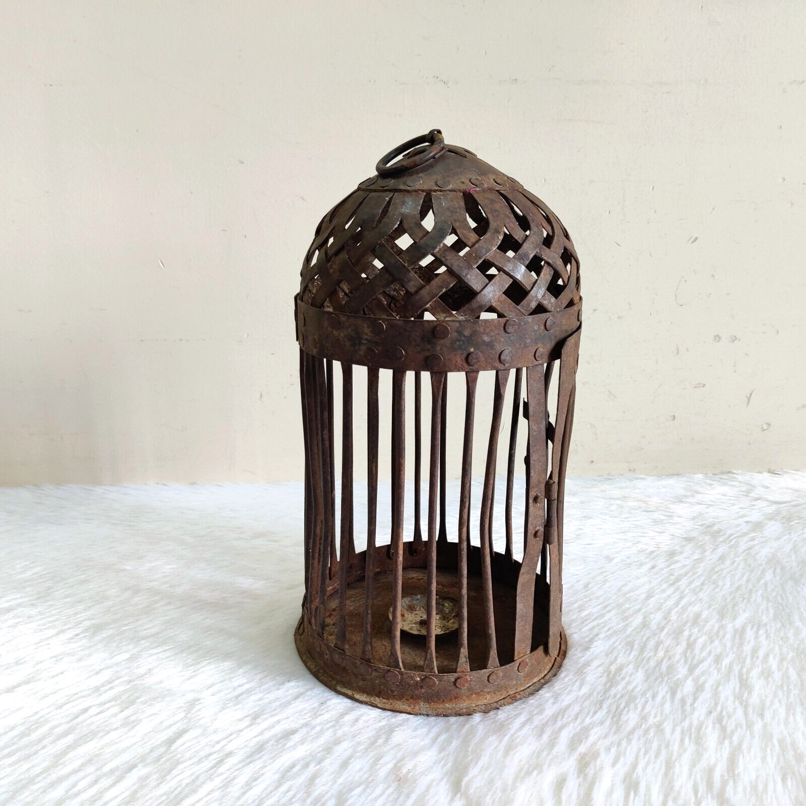 18c Vintage Dome Shaped Handmade Iron Bird Cage Oil Lamp Rare Collectible TN883