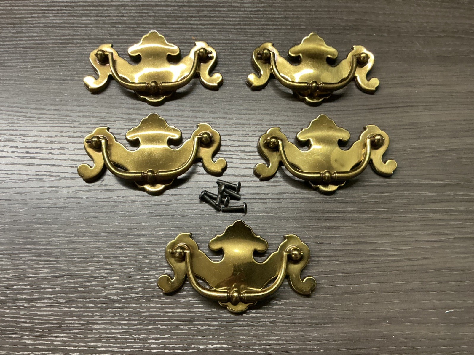 5 VINTAGE Keeler Brass KBC N-6970 Chippendale Batwing Drawer Handles Pulls (33)