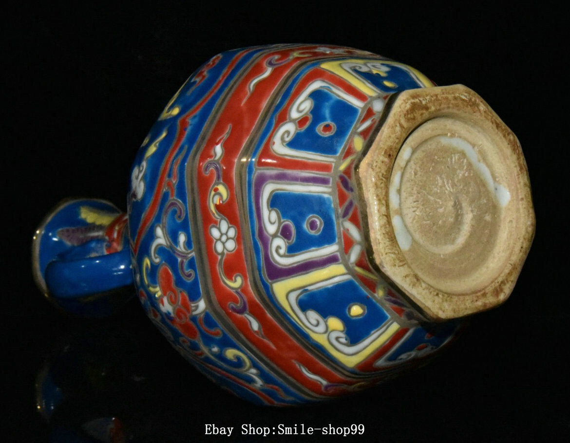 10″ Xuande Wu Cai Porcelain Fengshui Horse Animal Twin Ears Bottle Vase