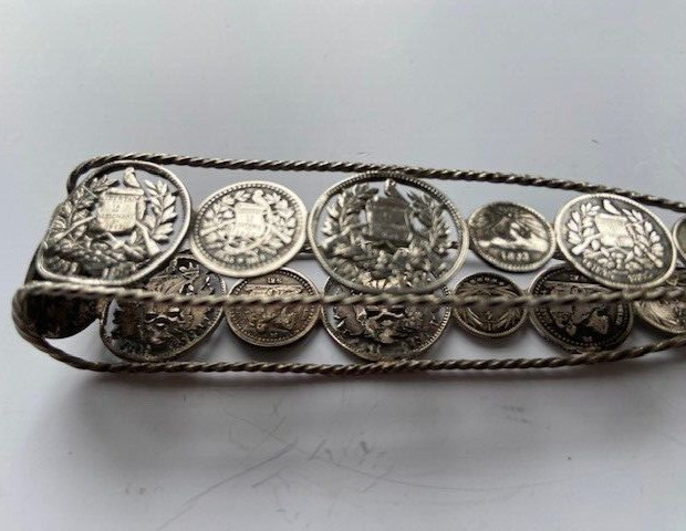 15 SILVER Guatemala 19th Century COINS SUGAR NIPS RARE GUATEMALON TONGS Filigree