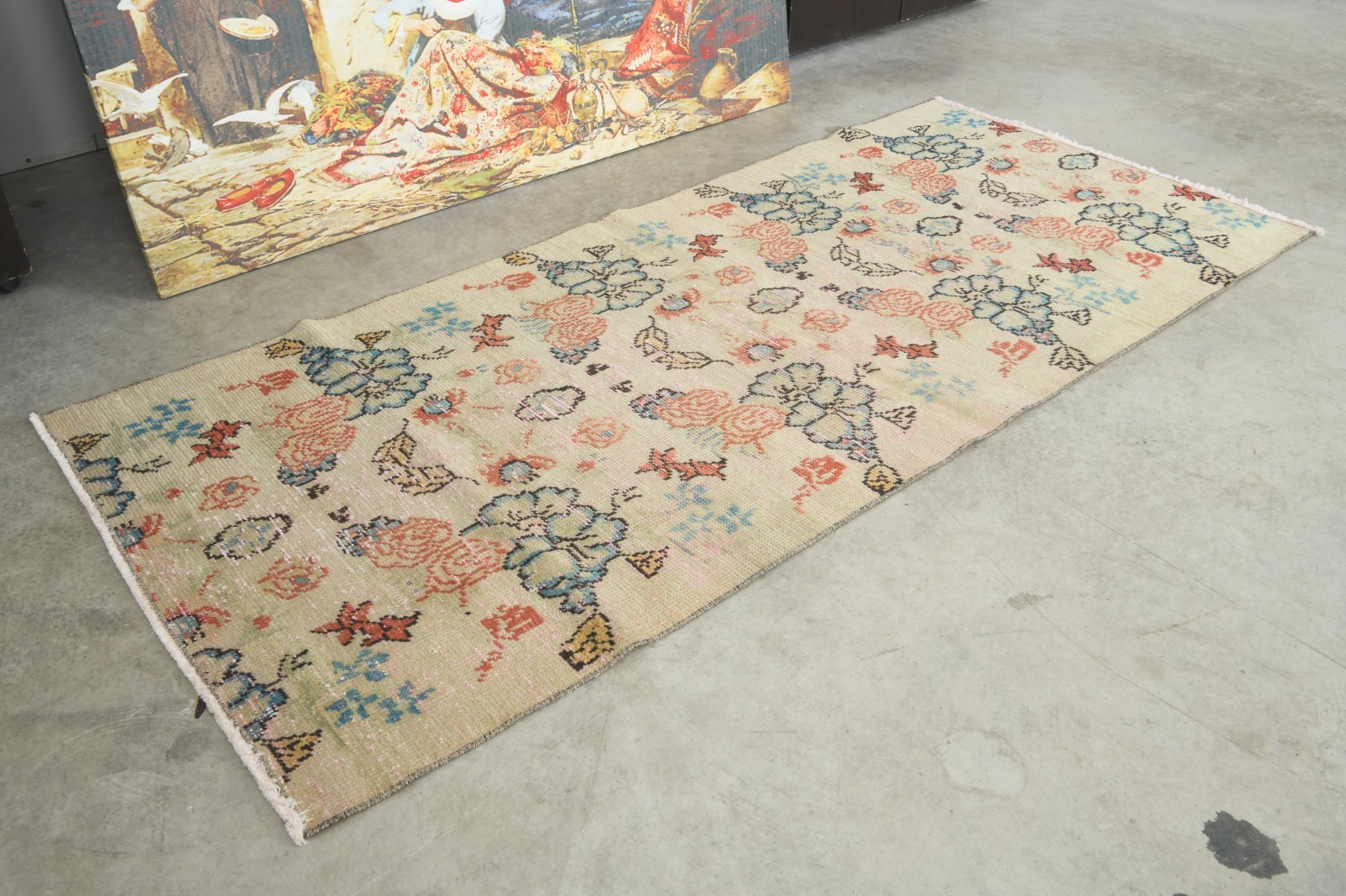 3×6 Turkish Wool Rug Hand-Knotted Vintage Oushak Small Area Rug Decor Carpet,610