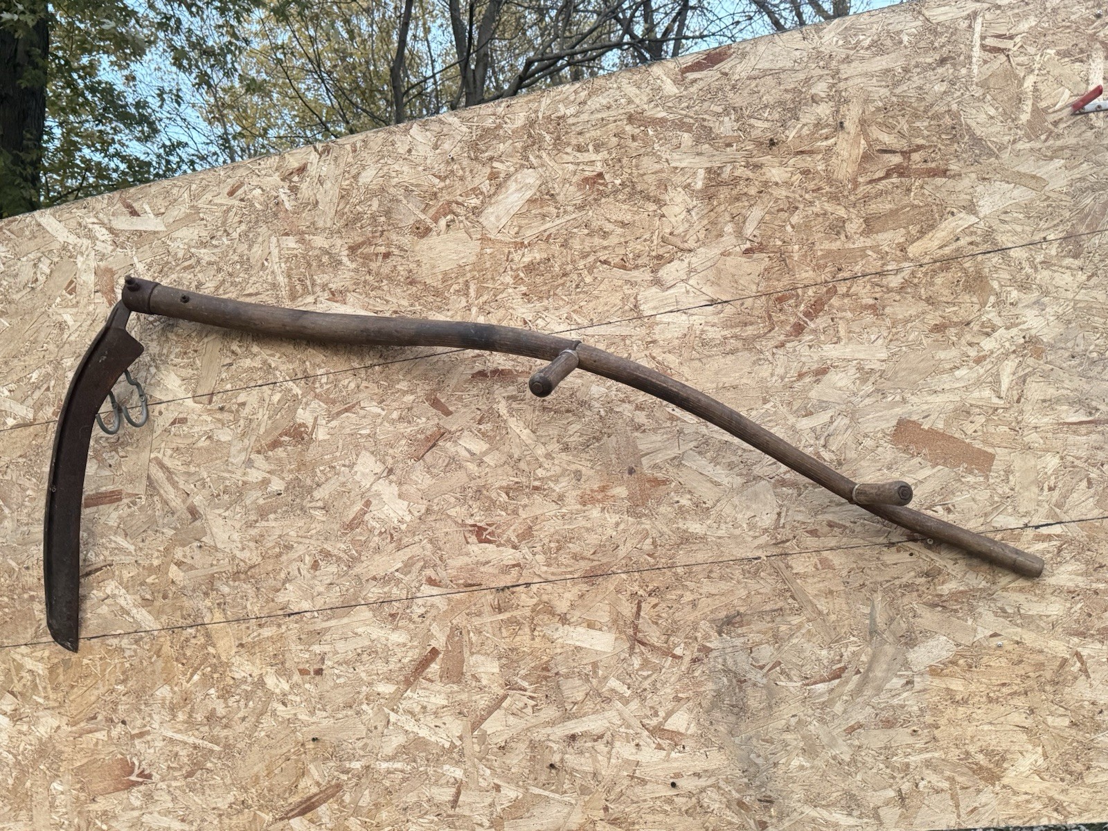 Vintage Antique 60” Long W/ Long 28” Blade Scythe Farm Sickle Hay Tool