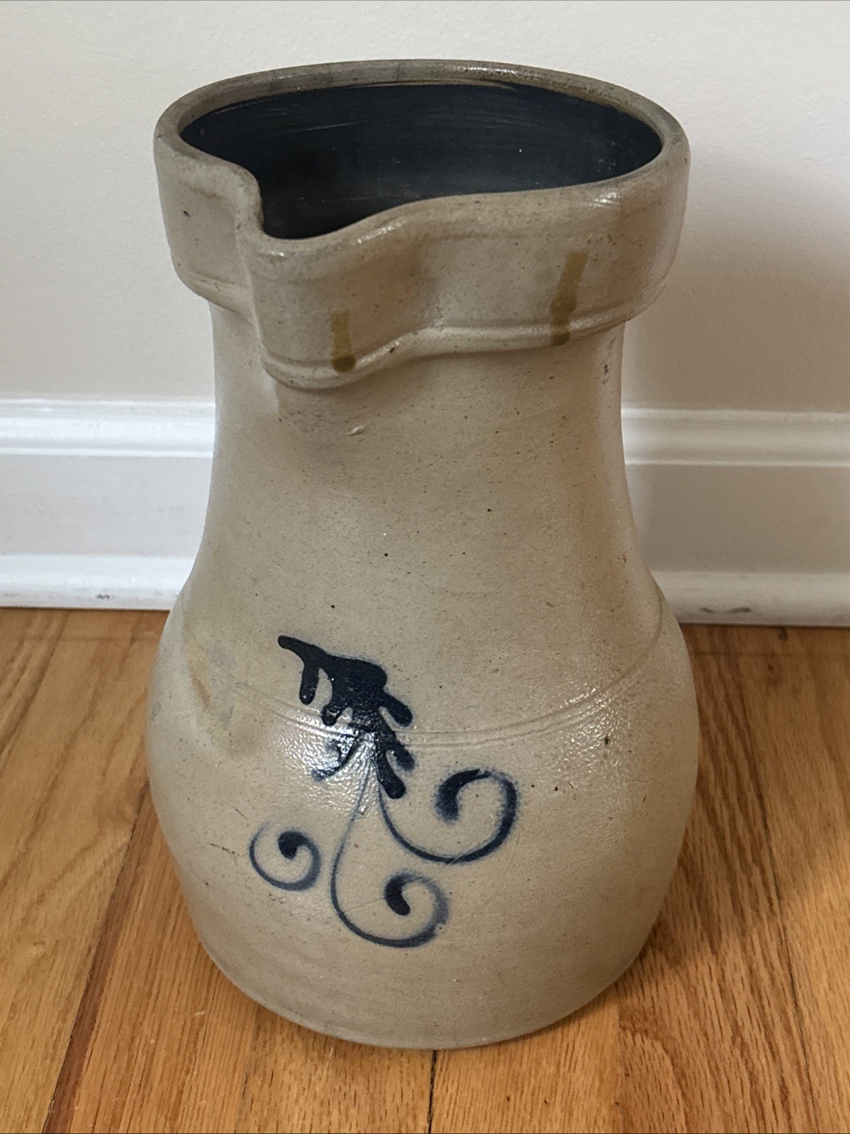 Antique American Blue Decorated 1 Gallon Stoneware Pitcher – Unsigned & As Is