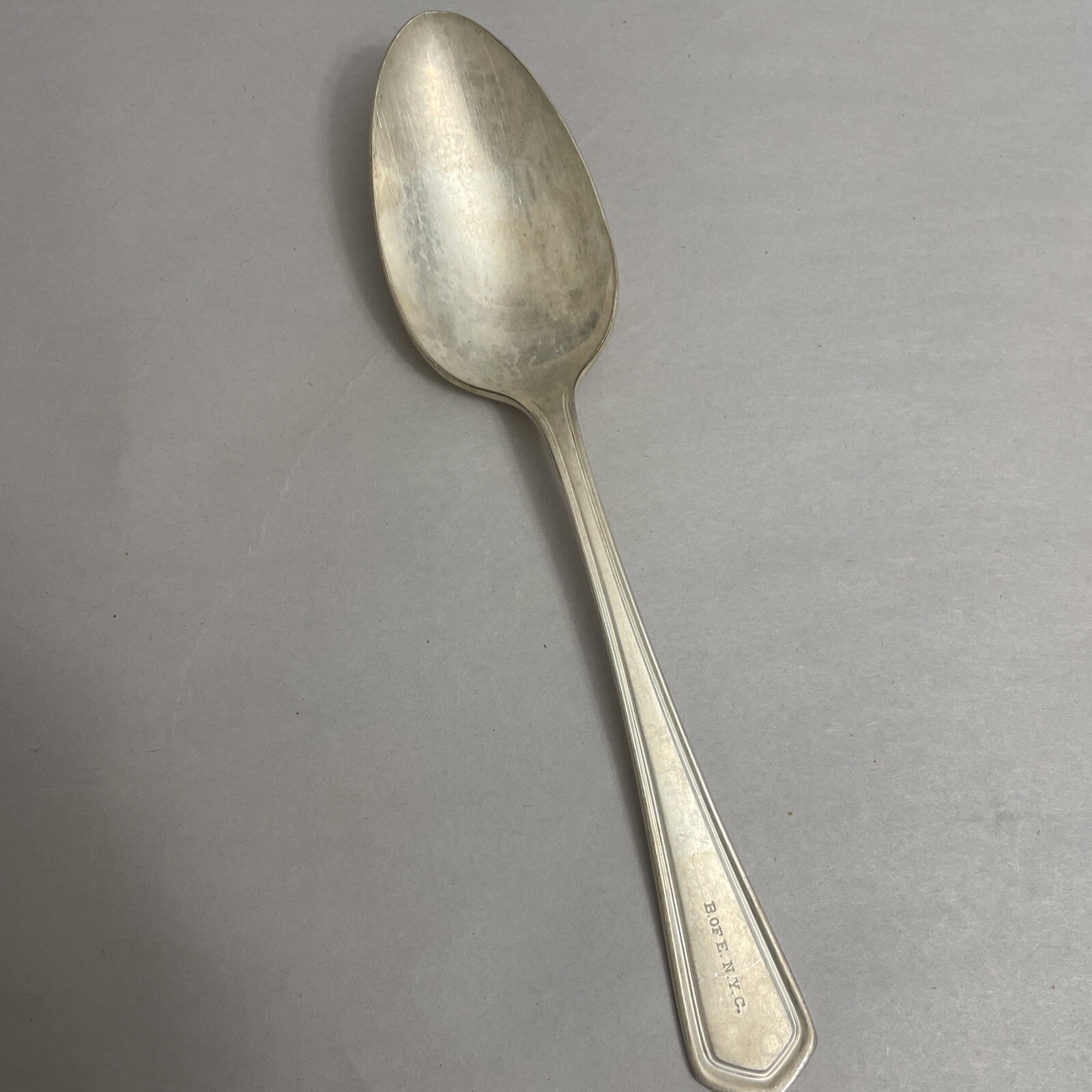 Victors Co. A1+ Overlay IS Dinner Spoon Vintage 8.25” B.OF.E N.Y.C Logo