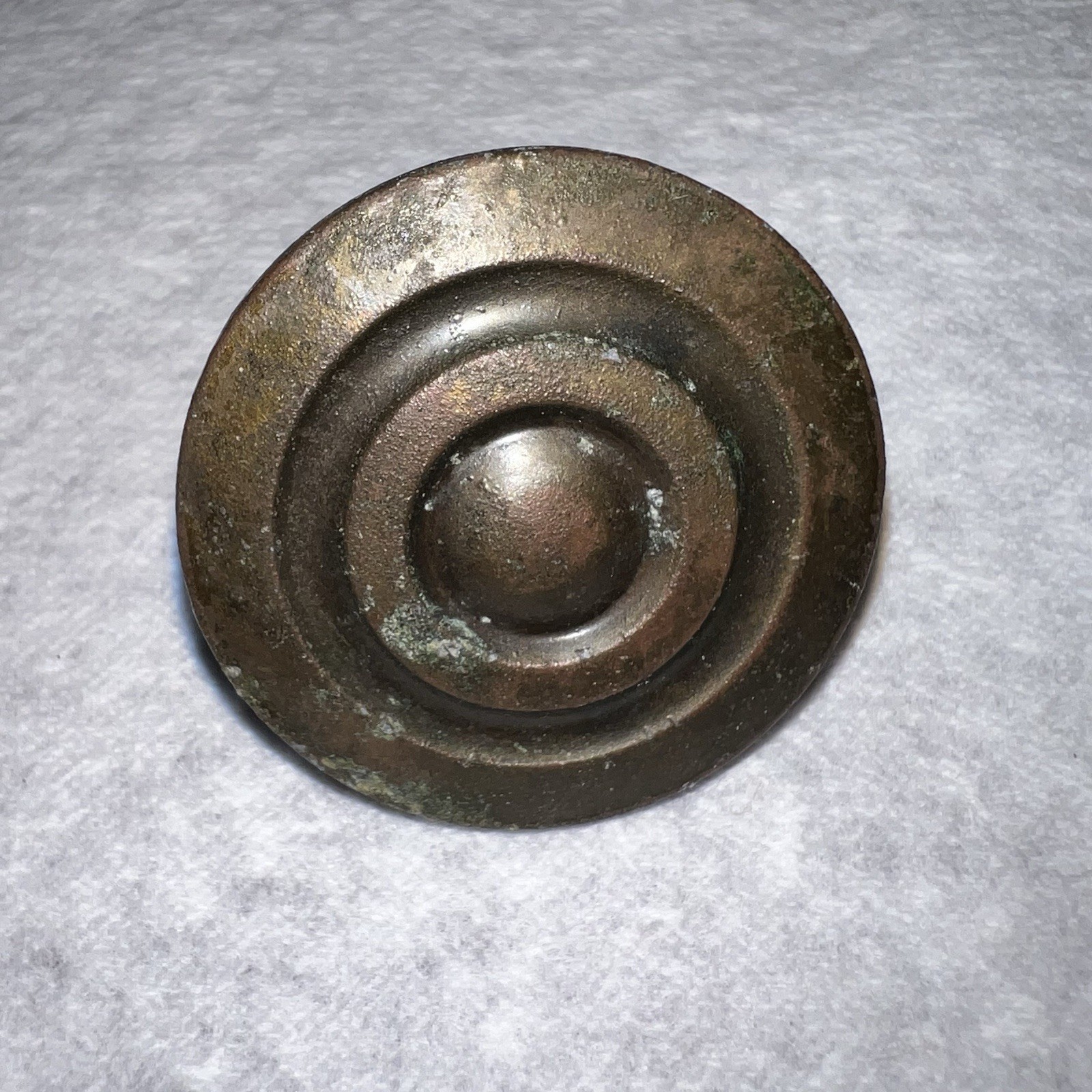 Vintage Bullseye Knobs, Metal Unpolished, Set of 4, 1 and 5/8” Wide, No Screws