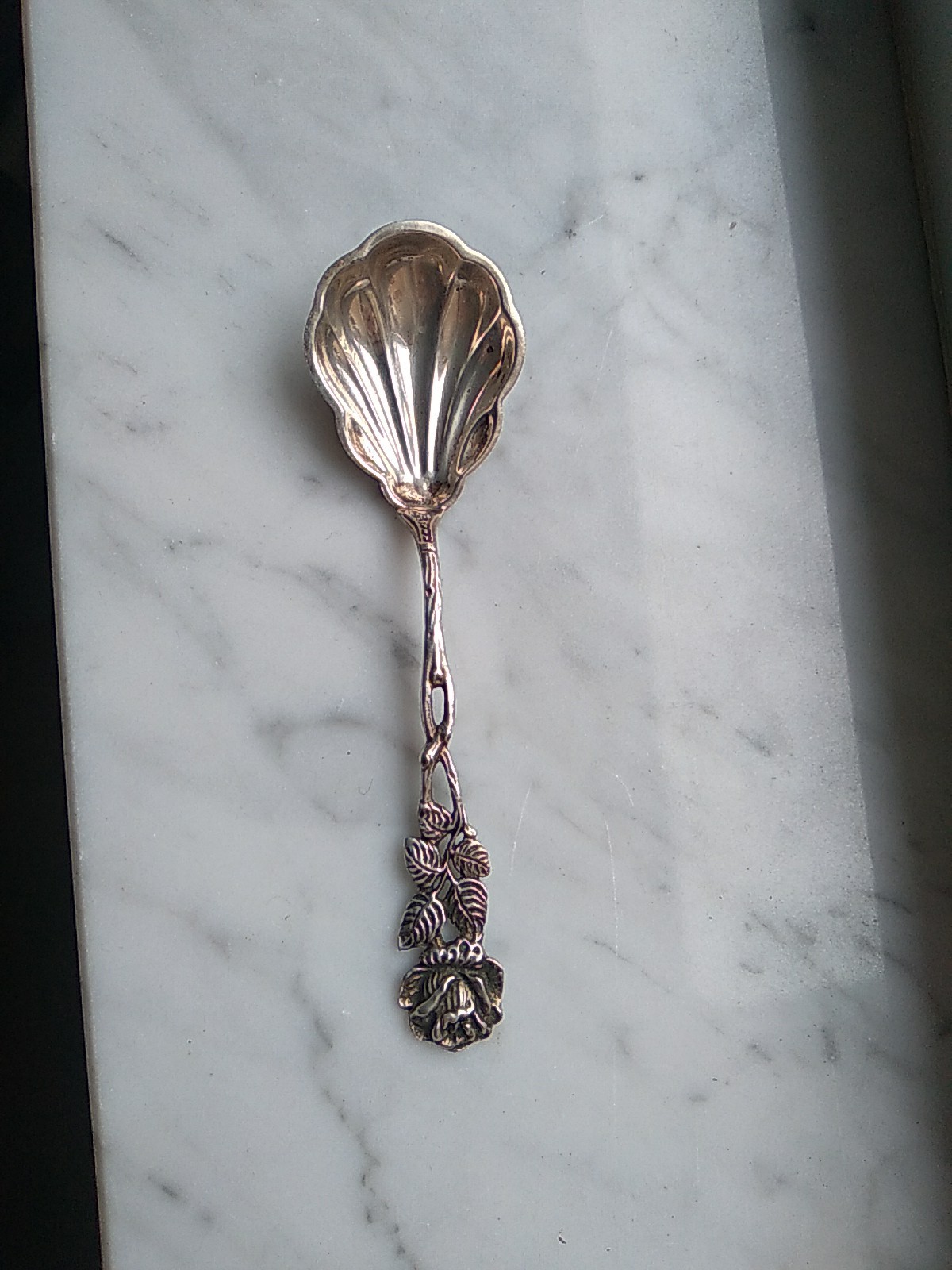 Vintage Rose JAM SPOON Sterling Silver Fluted Art Nouv Beautiful