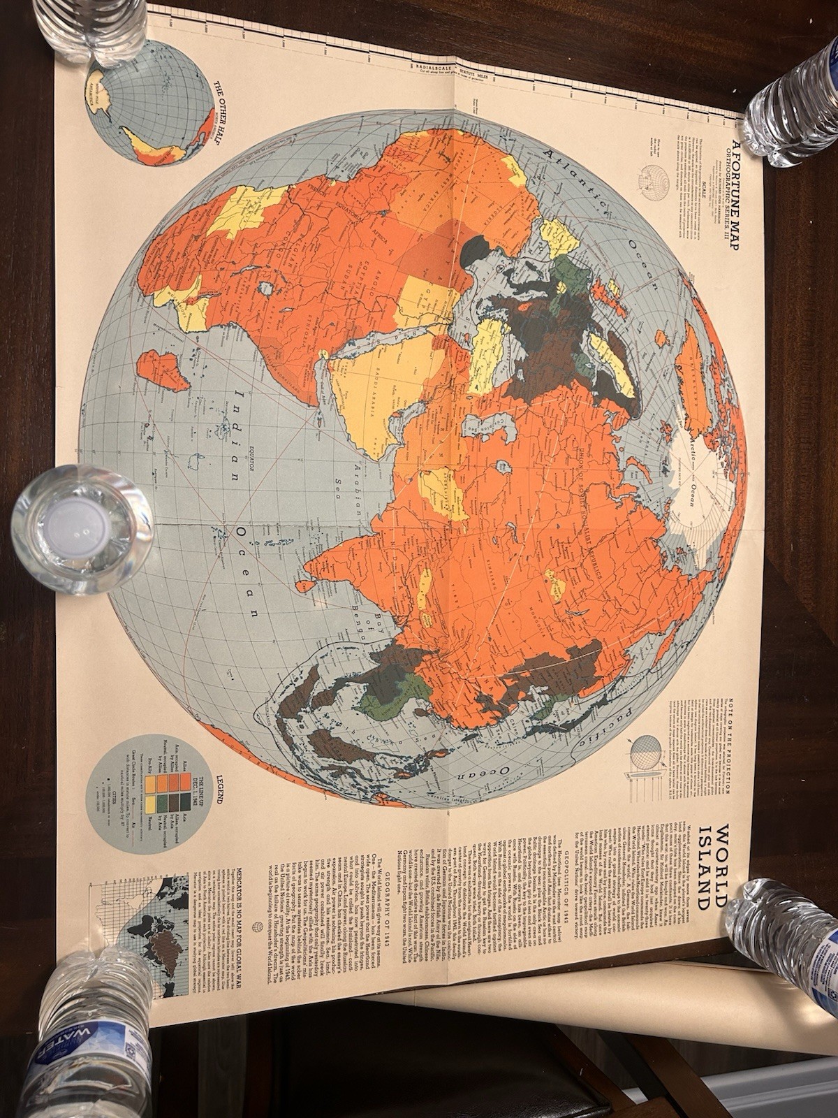 Fortune World Political Map 1942 Vintage Original Lithography Wall Map