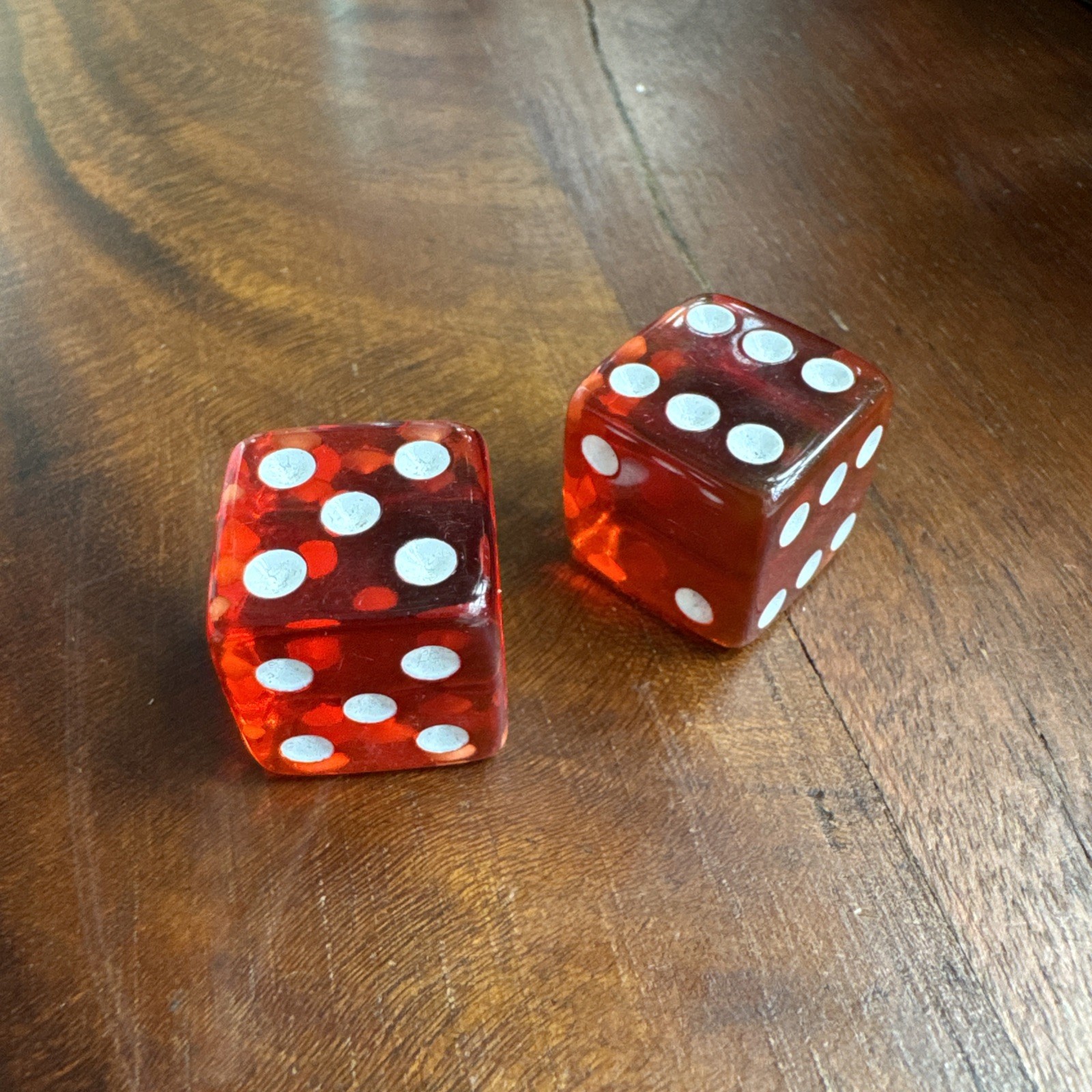 2 vintage antique loaded Bakelite Red Cherry Amber Dice gambling cowboy