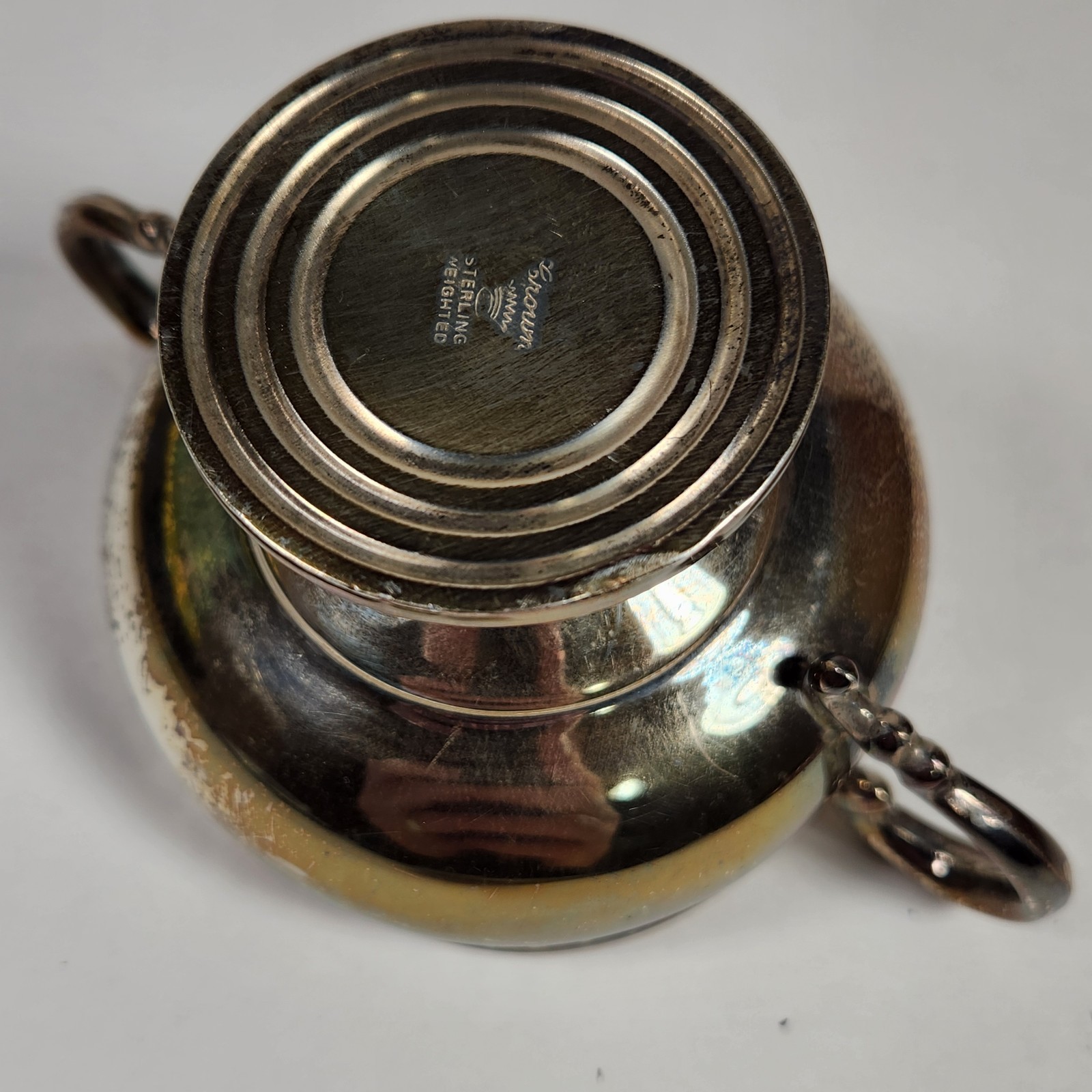 Antique Crown Sterling Company set creamer & open sugar weighted 185g (W/Flaws)