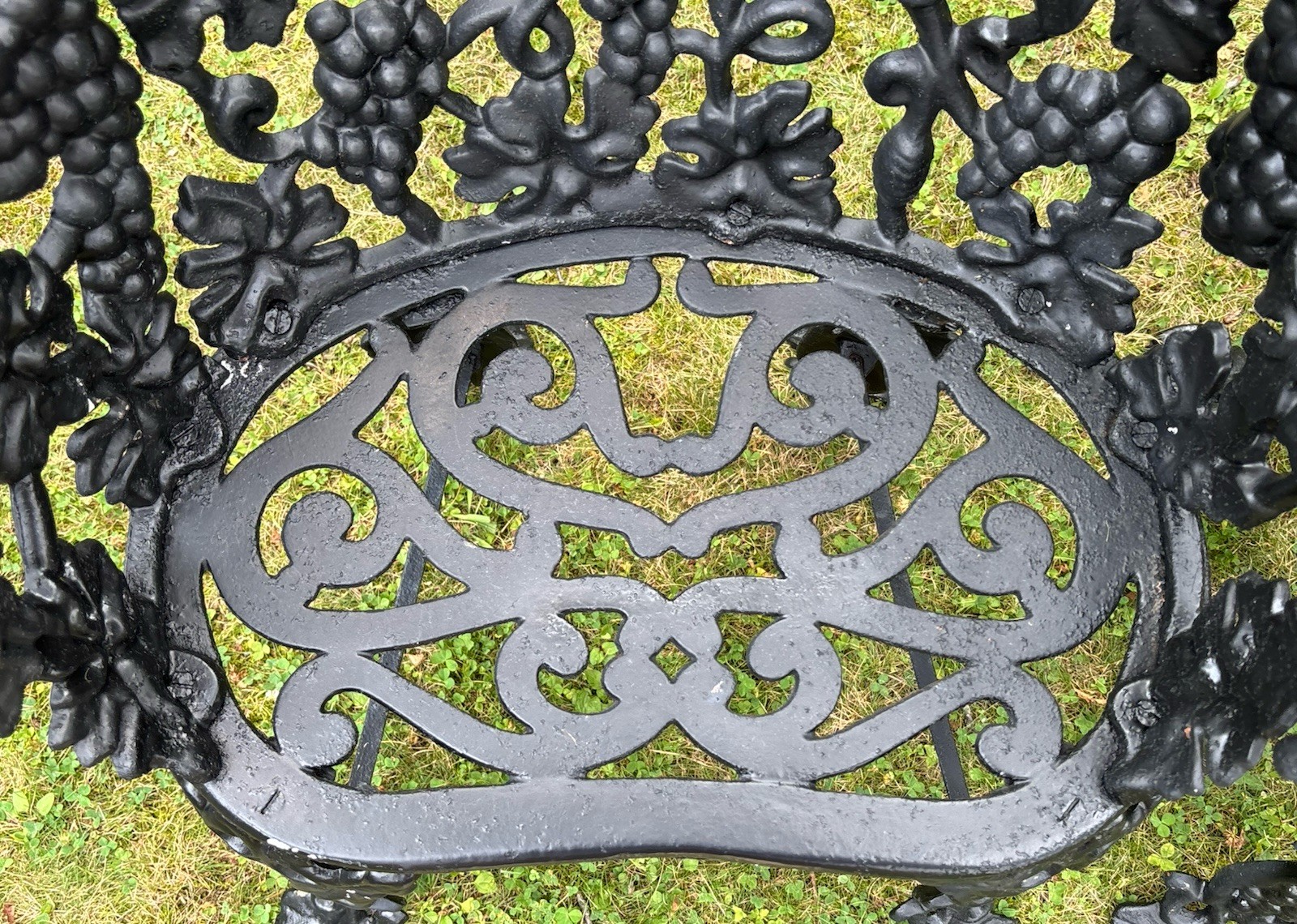 Antique Victorian Grape & Leaf Vine Cast Iron Patio Garden Arm Chair Seat