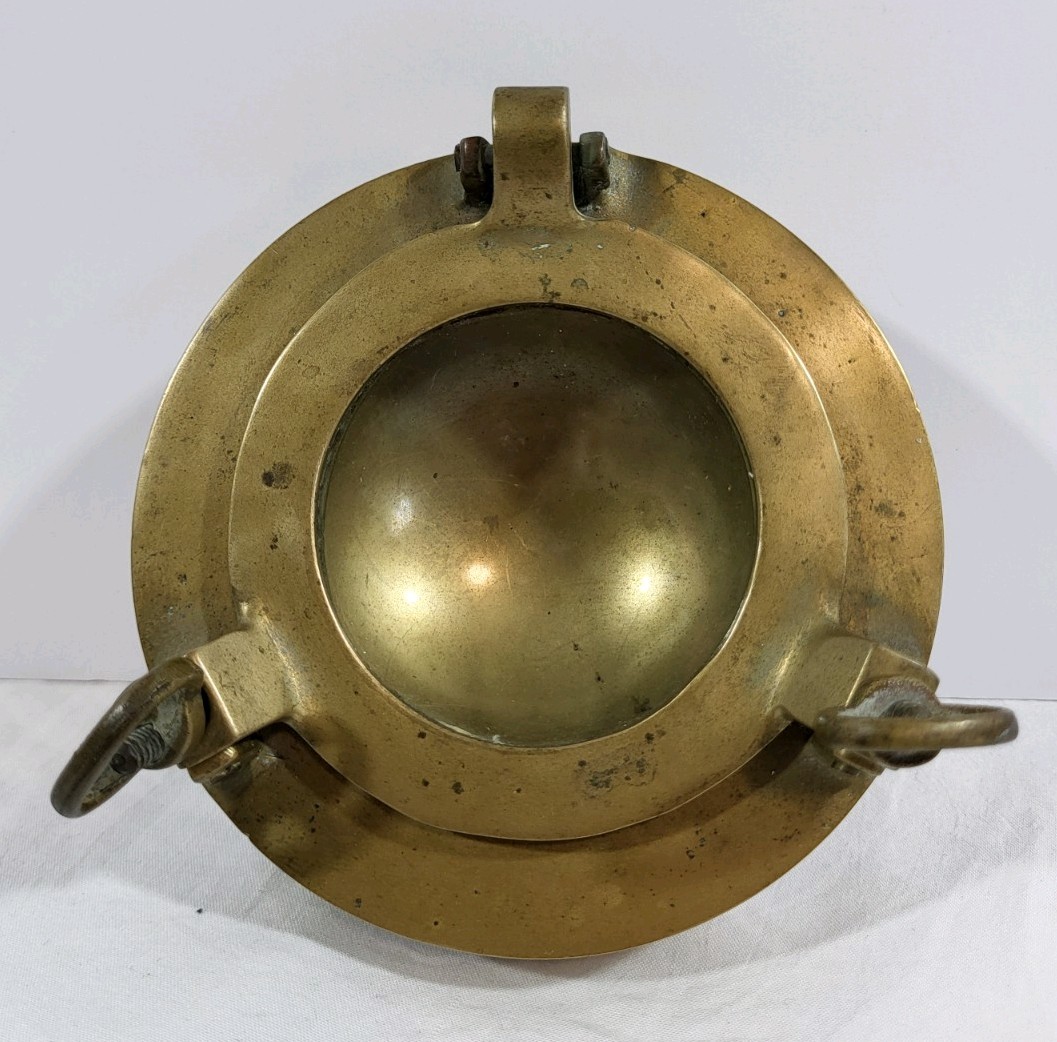 Original Vintage Brass Nautical Porthole Navy Ashtray 1950s Military Art Trinket