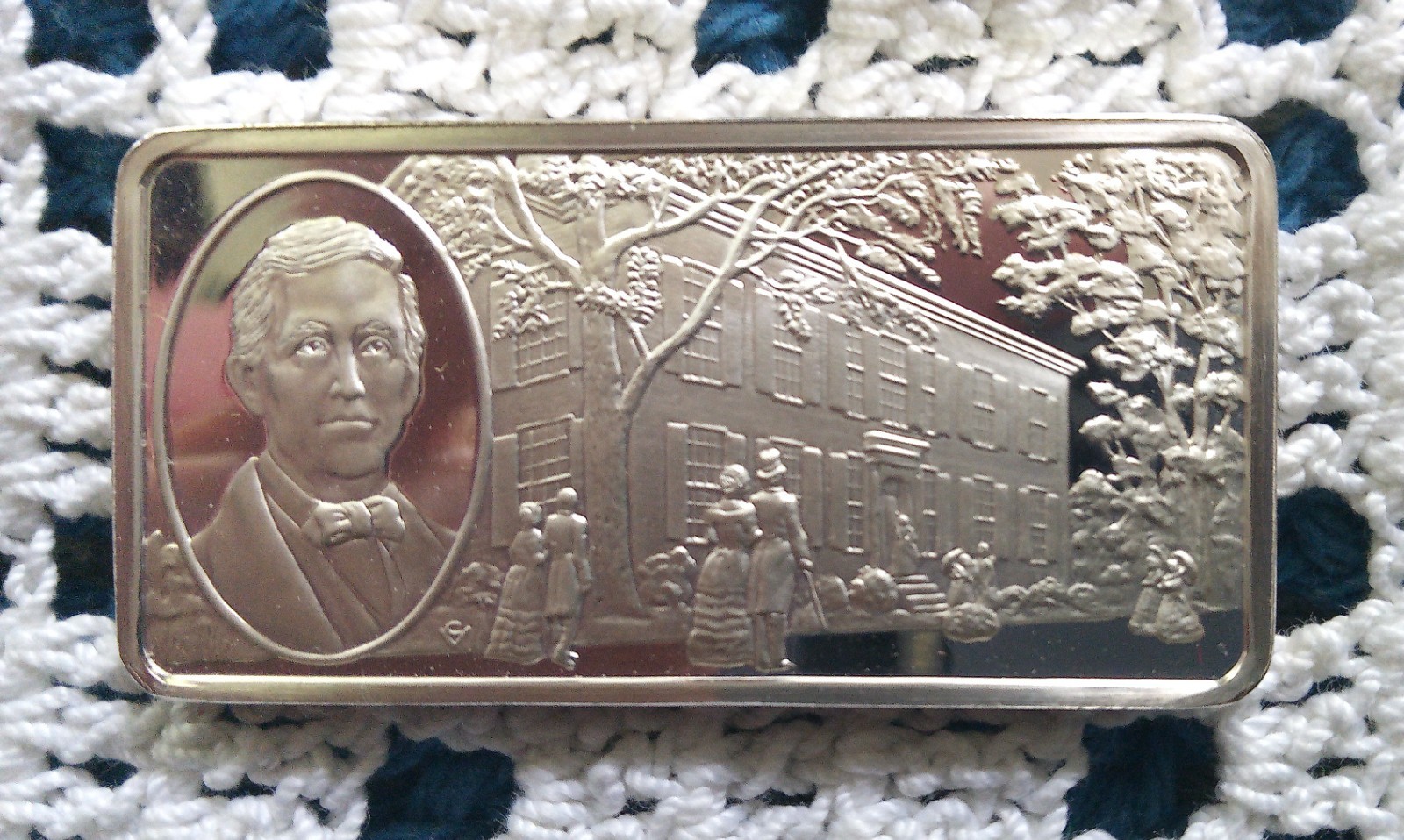 Vintage Sterling Silver Ingot from Franklin Mint: Stephen Foster (1.042ozs)