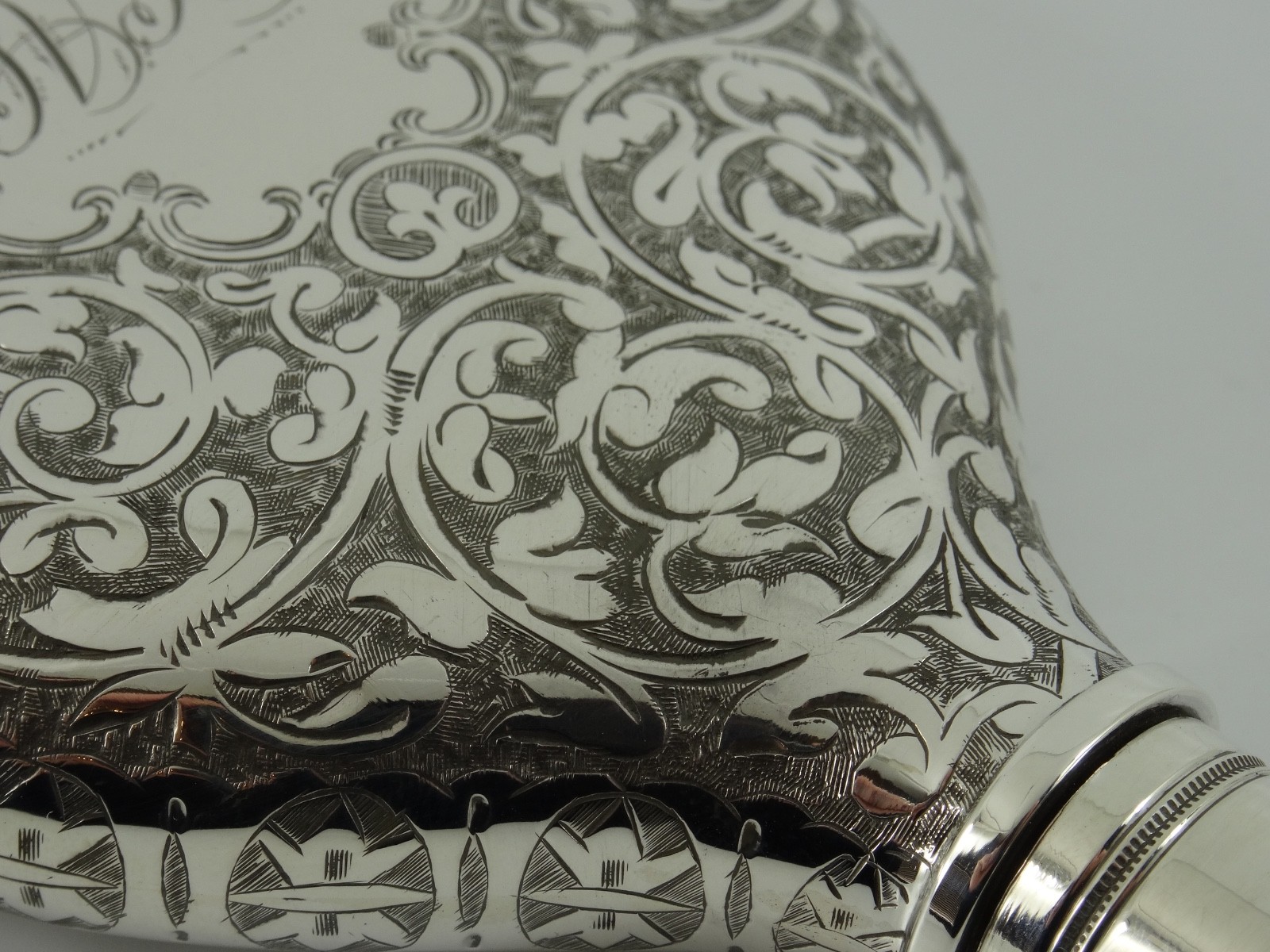 SOLID STERLING SILVER VERY BEAUTIFUL VICTORIAN HIP FLASK BIRMINGHAM 1878 112G