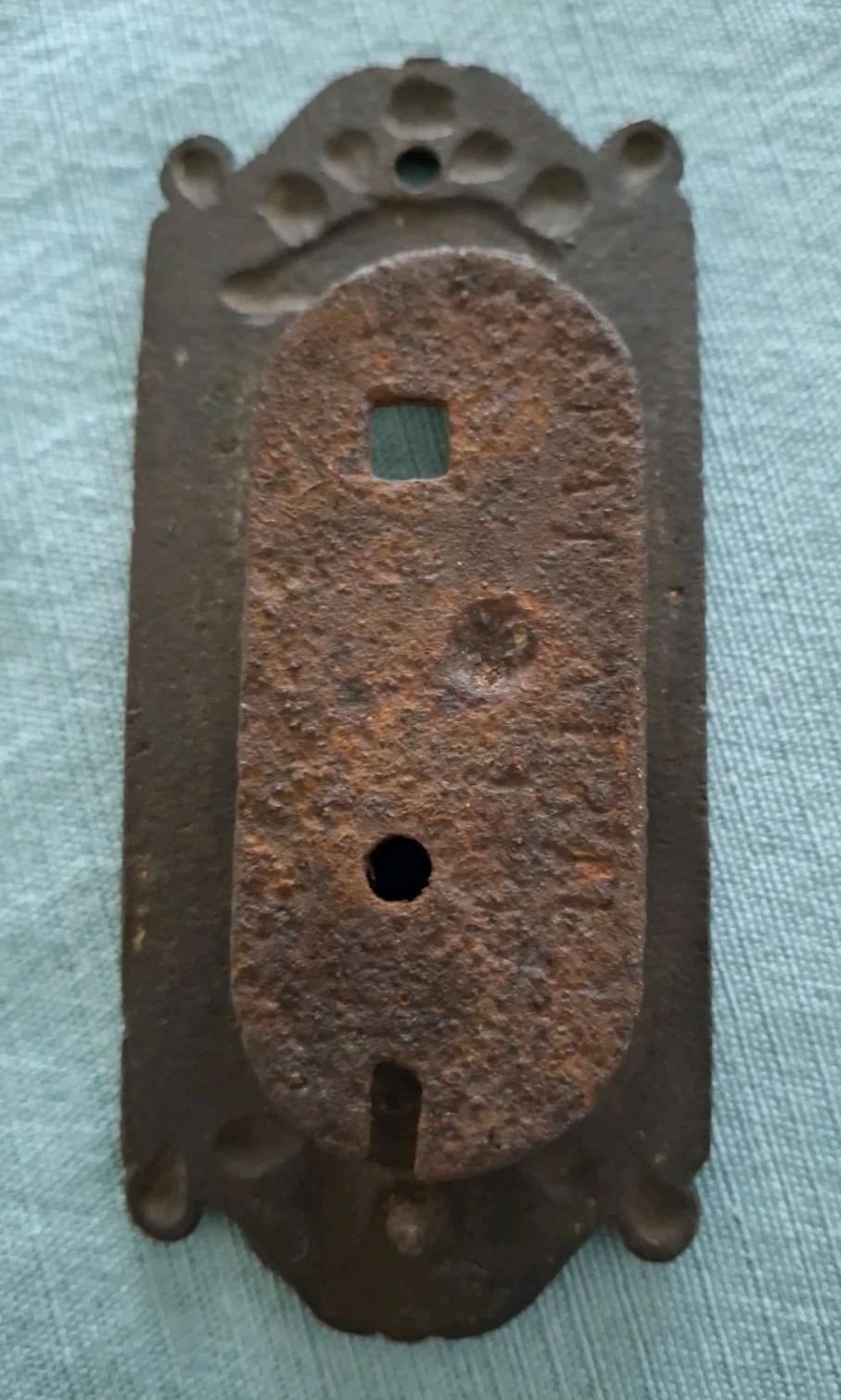 Victorian Baldwin Lock Plate & Handle, Ornate Cast Iron