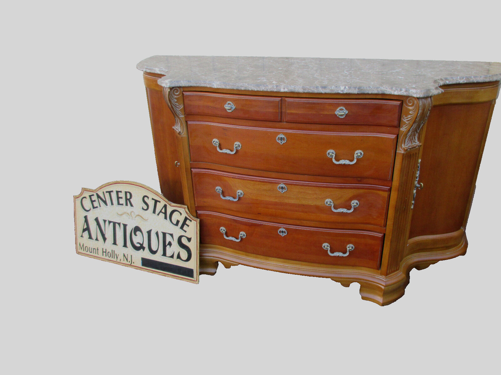 63952 Marble Top American DREW Sideboard Server Cabinet
