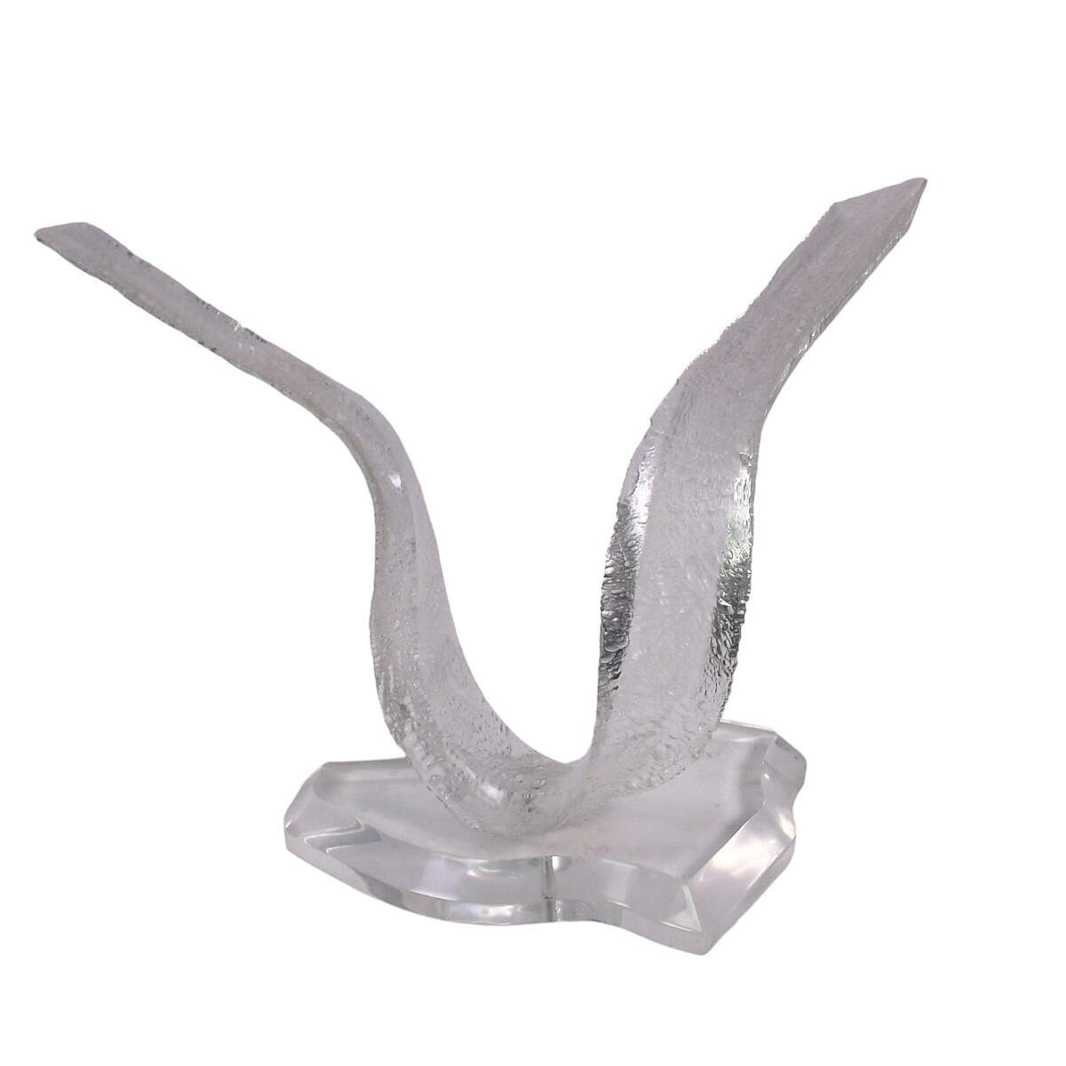 Clear Acrylic Bird Sculpture on Stand