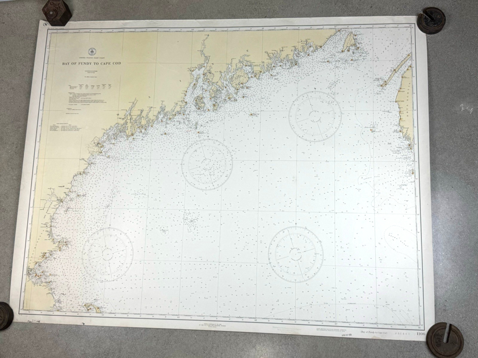 1930 Chart BAY of FUNDY to CAPE COD 45.75″ x 35.75″ U.S.C & Geodetic Survey
