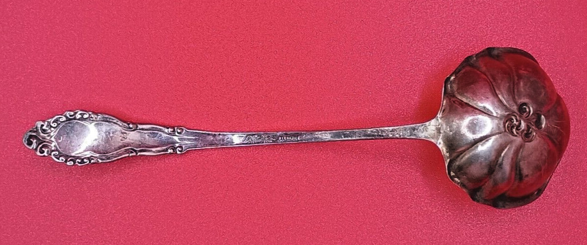 Baker Manchester Sterling Silver Solid Piece Cream Ladle Lafayette Pattern 1898