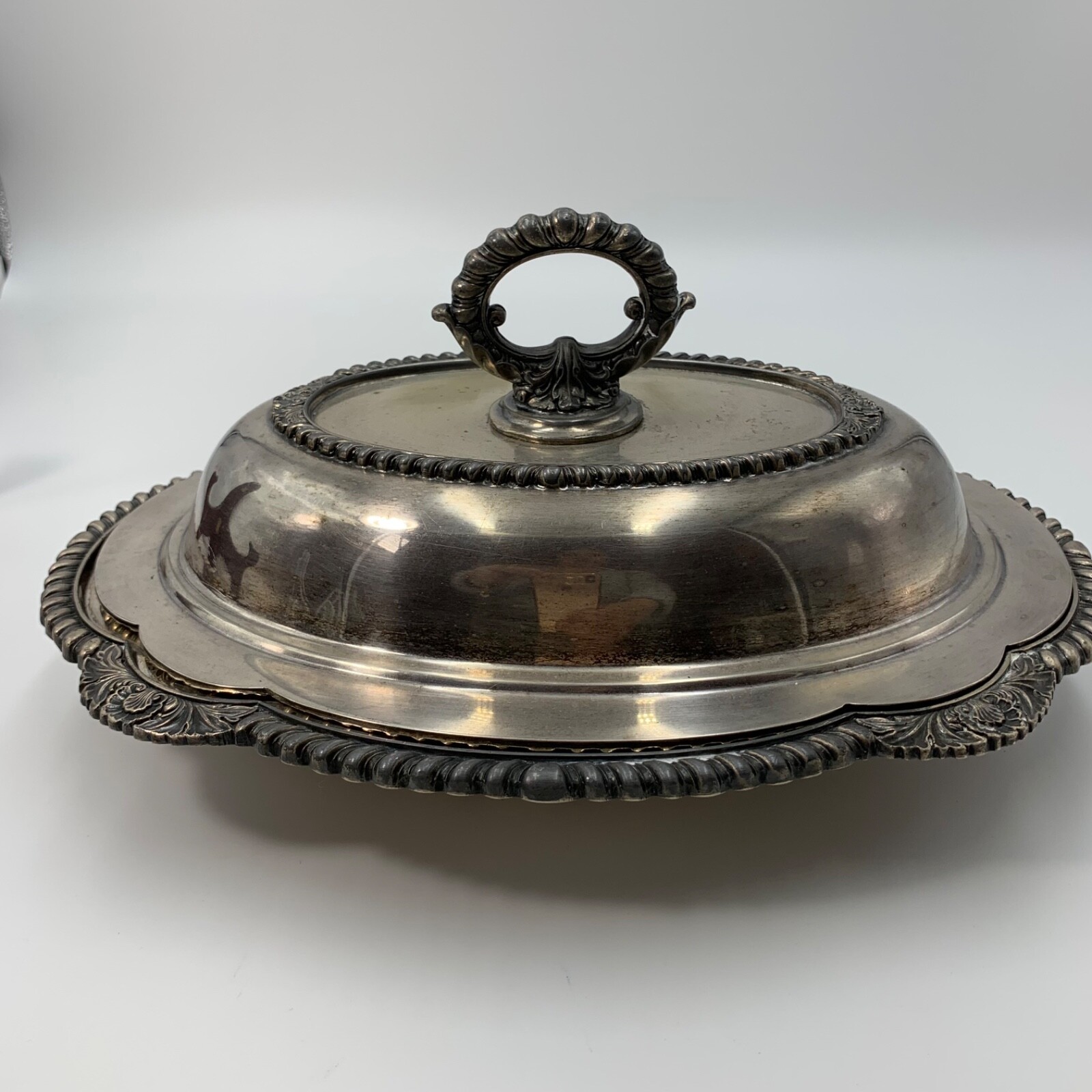 William Melford Silver Plate Oval Double Vegetable Castledon Silver Plate Hollow