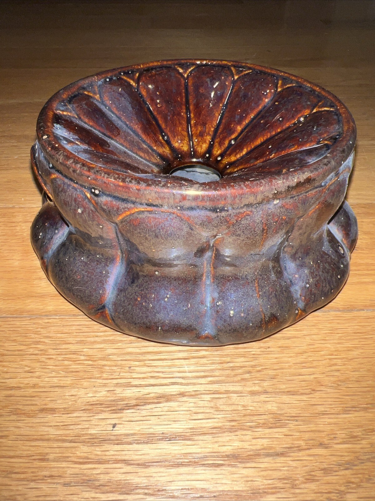 Antique American Redware Earthenware Spittoon Glazed Pottery Americana Tobacco