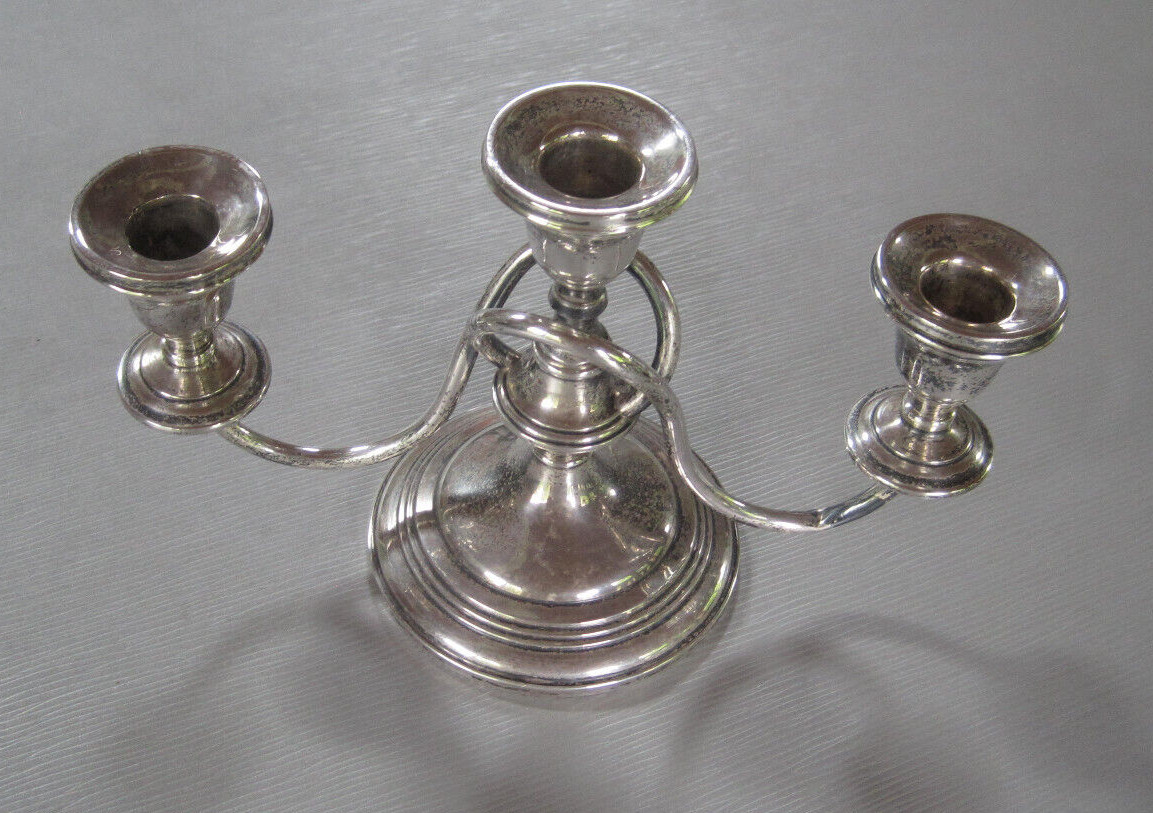 One Preisner Sterling Silver 747 Candelabra Candlestick twisted 3 arm weighted