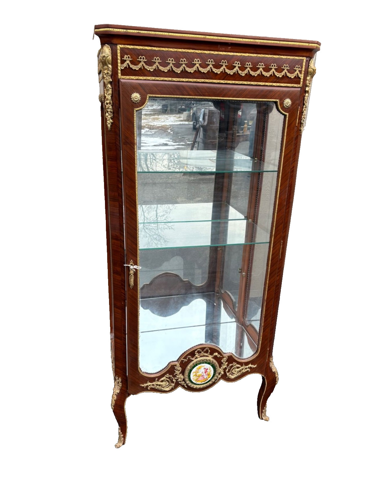 67322 Louis XV Style Curio Display Cabinet with Gilt Ormolu Accents