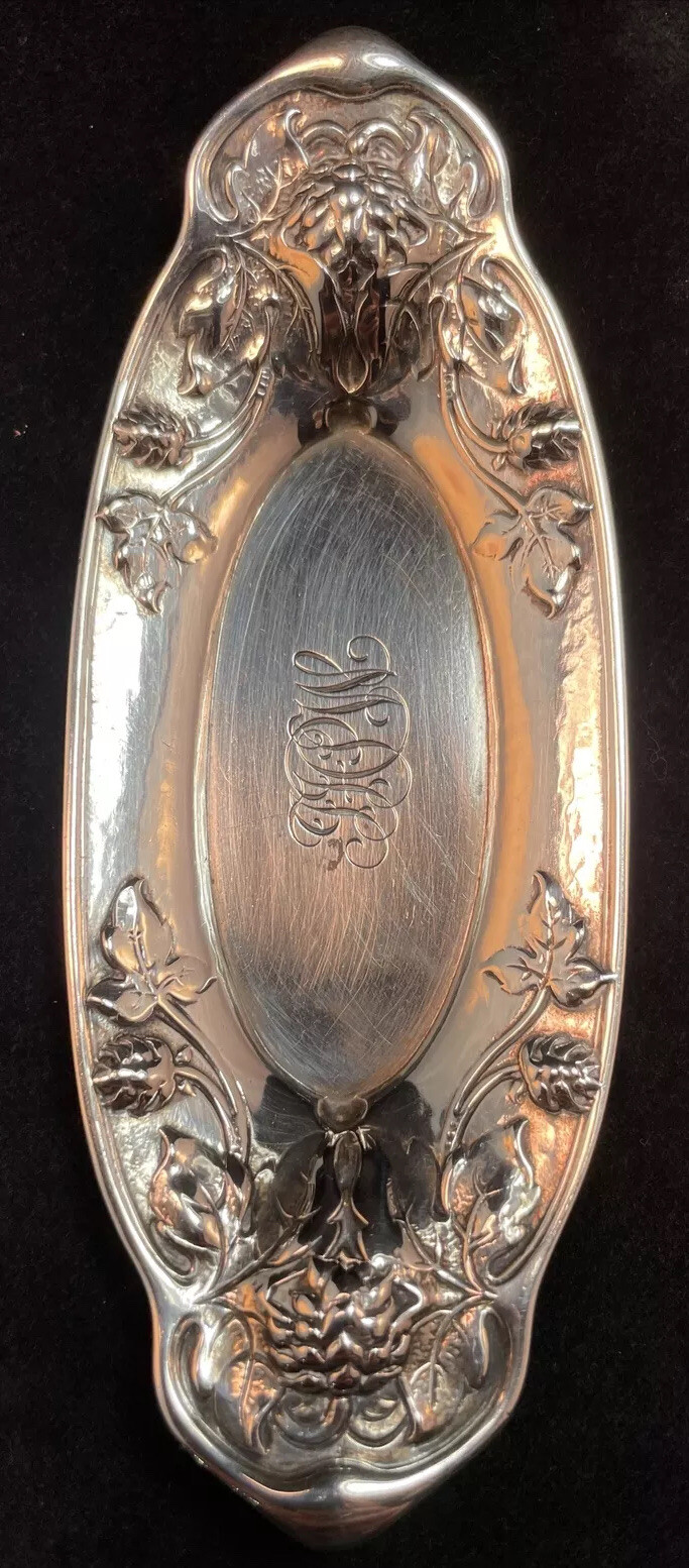 Gorham Sterling Silver Pin / Ring / Trinket Tray Art Nouveau Dish