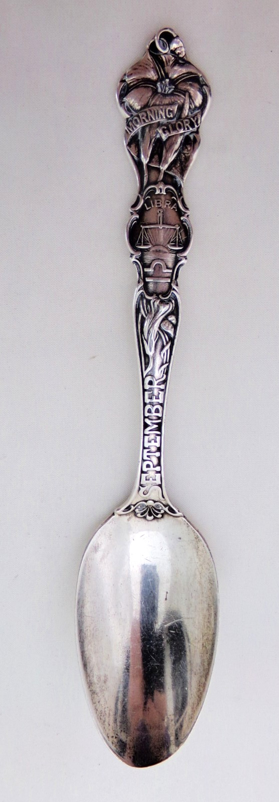 R. Wallace & Sons Sterling Silver SEPTEMBER, LIBRA & MORNING GLORY 5-7/8″ Spoon