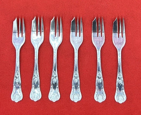 6 Sheffield England Dessert Pastry Forks Traditional Pattern M S Ltd Vintage