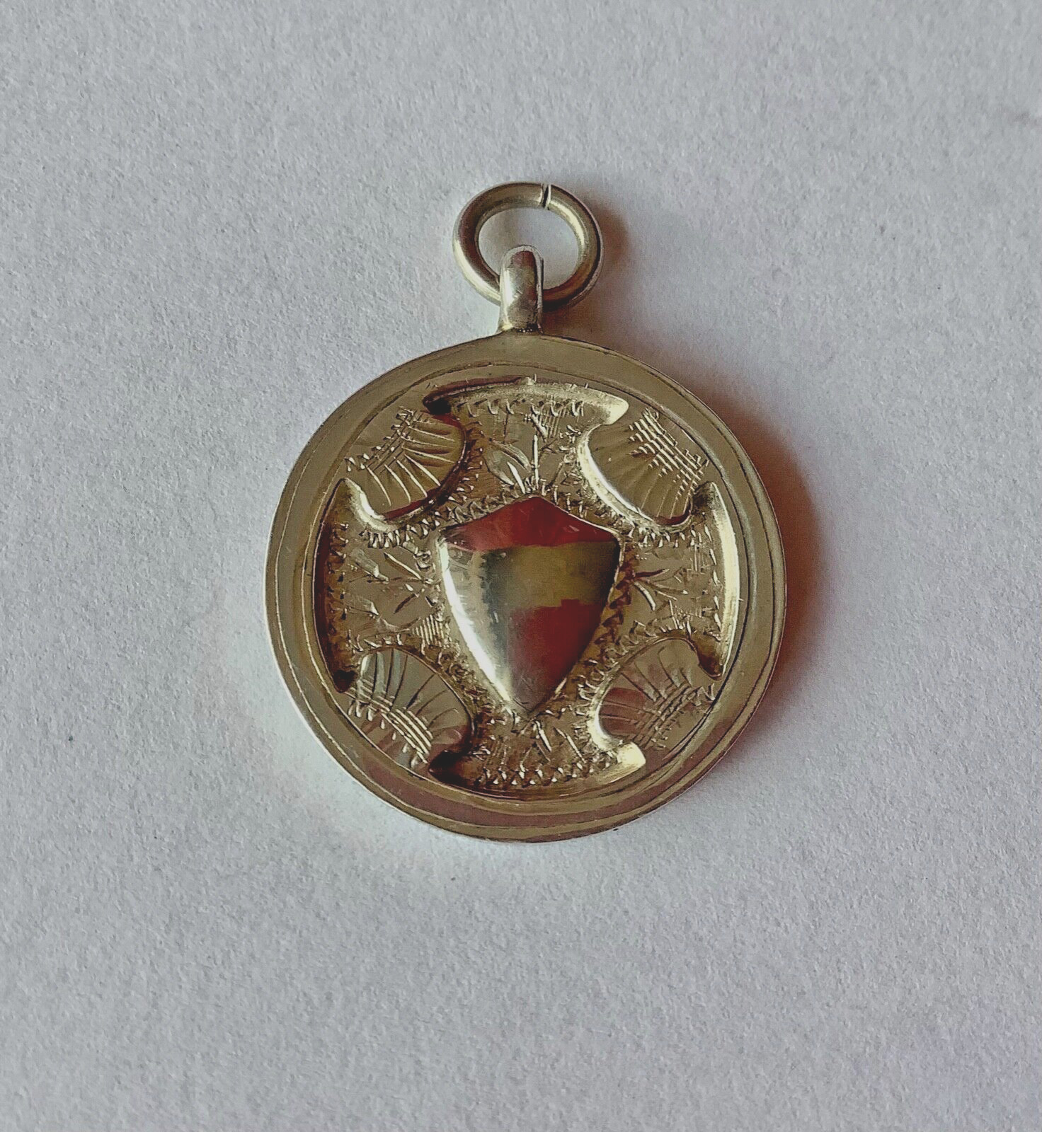 ANTIQUE STERLING SILVER FOB B’HAM 1937 FH ADAMS & HOLMAN 8.1g BLANK CARTOUCHE