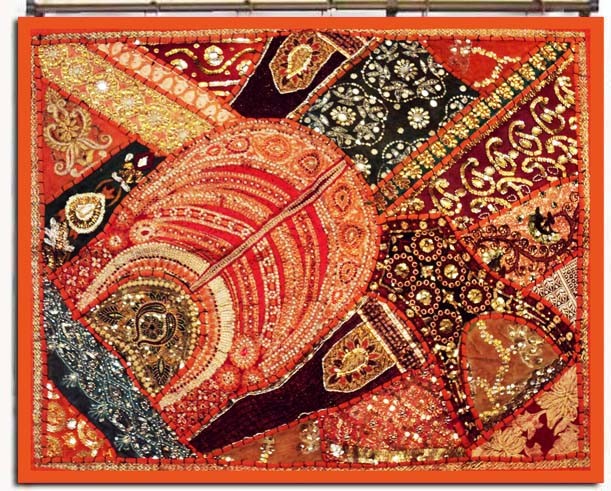 35″ GIFT FOR GIRL EXOTIC KUNDAN SEQUIN SARI WALL DÉCOR HANGING TAPESTRY THROW