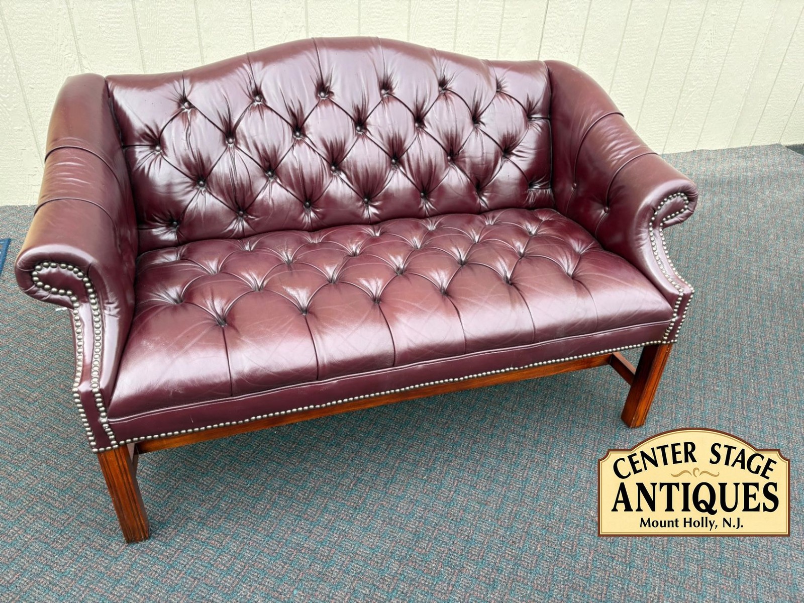 67506 Classic Chesterfield Tufted Leather Loveseat with Nailhead Trim