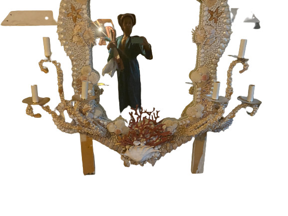 MIRRORED CORAL AND SHELL CANDELABRA