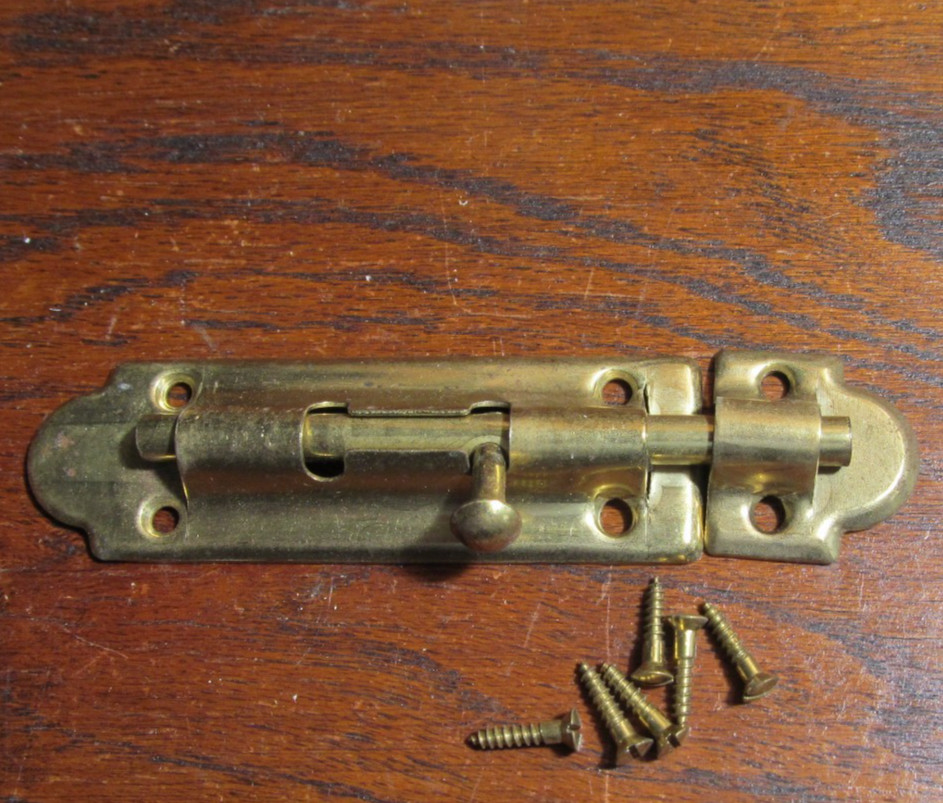 Vintage Shelby Barrel Bolt Stamped Steel Brass Finish 4 Inch Hardware