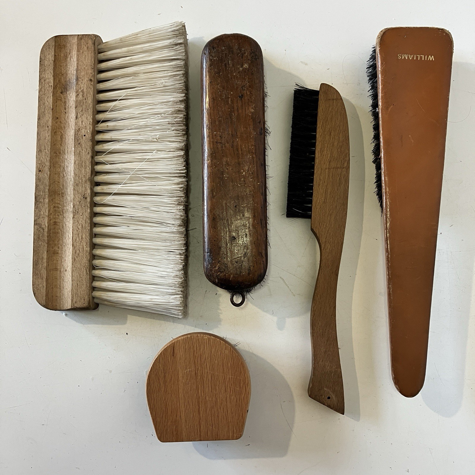Bundle of Vintage Wooden Brushes Cleaning Shoe Shine Dust Pan Scrubbing Brush