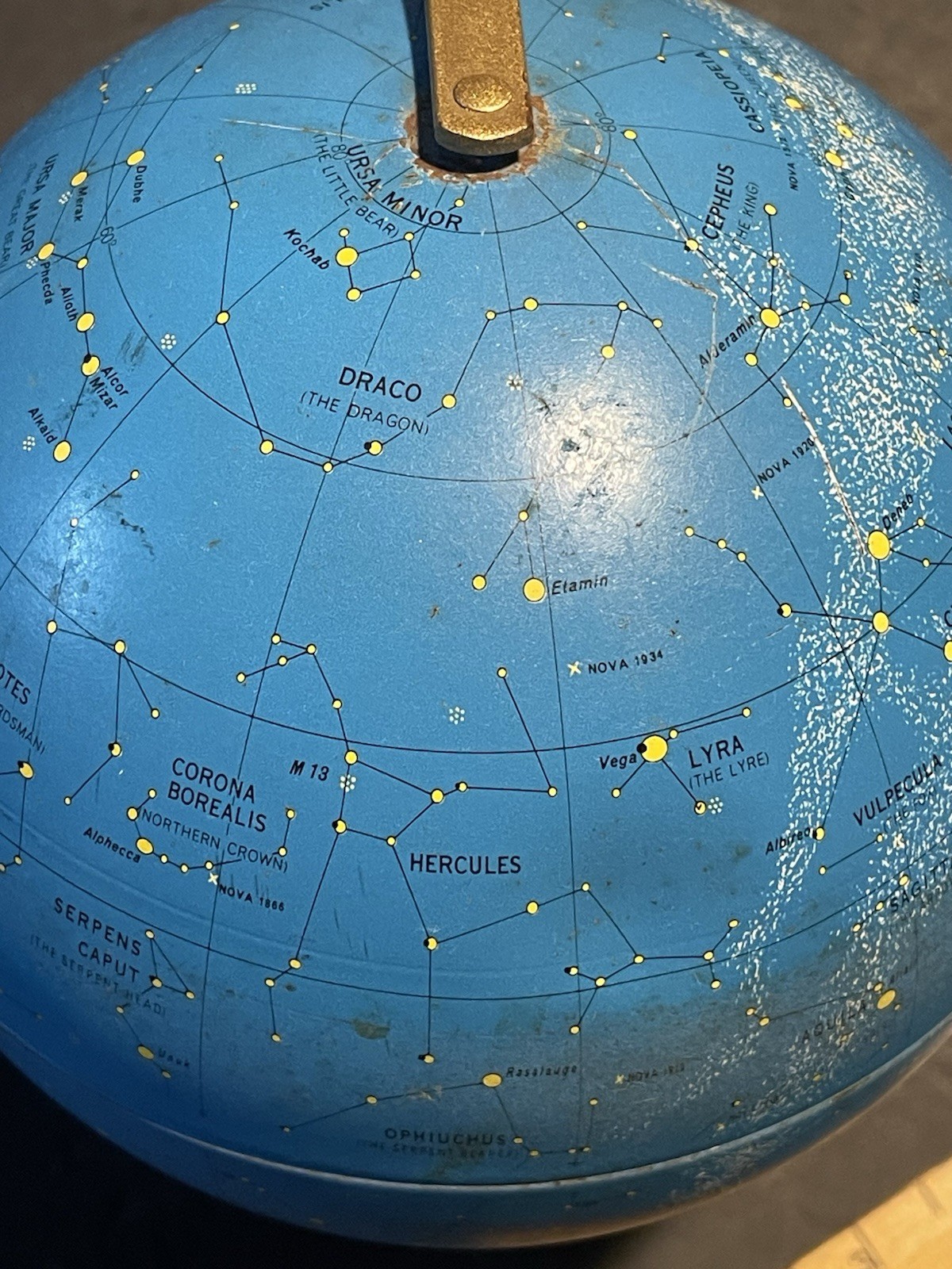 Vintage 1970 6″ Replogle Tin Celestial Constellation Globe & Stand