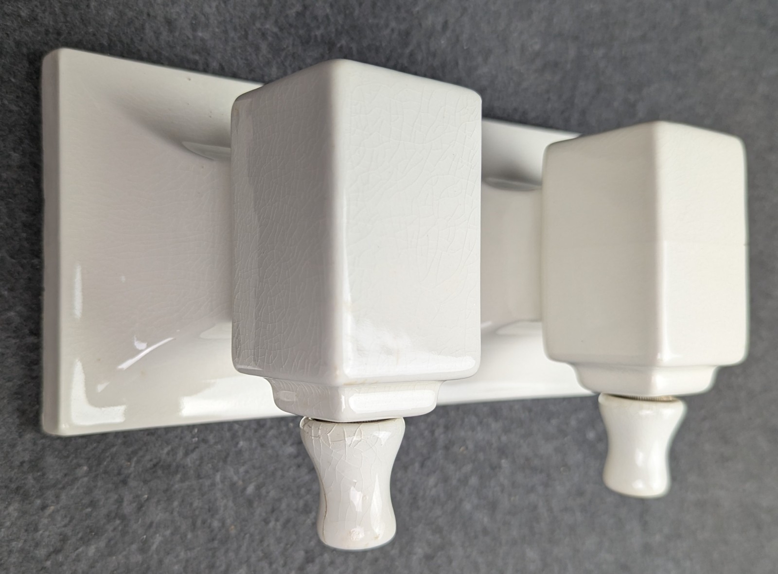 Restored Pair White Porcelain Sconces by Mosaic Tile Company w/ Pull Switches