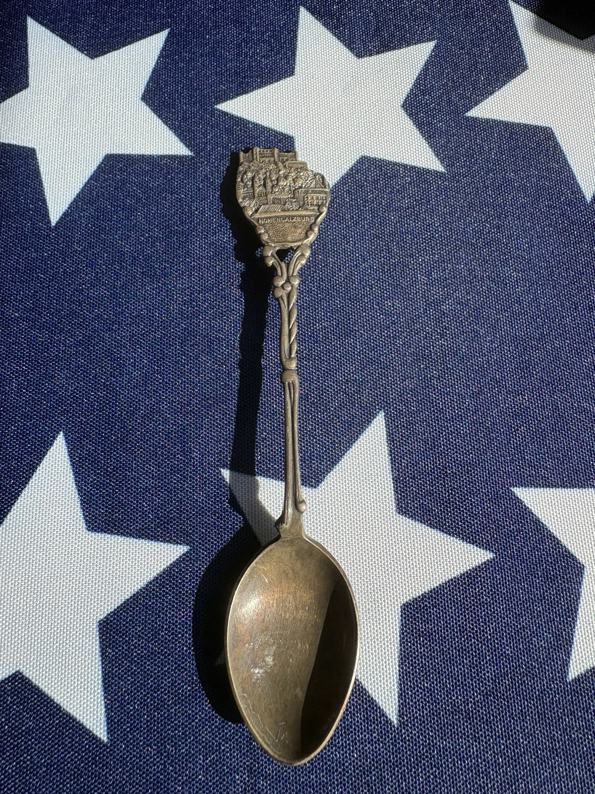 Salzburg Austria Souvenir Spoon Hohensalzburg Fortress Cityscape Silverplate
