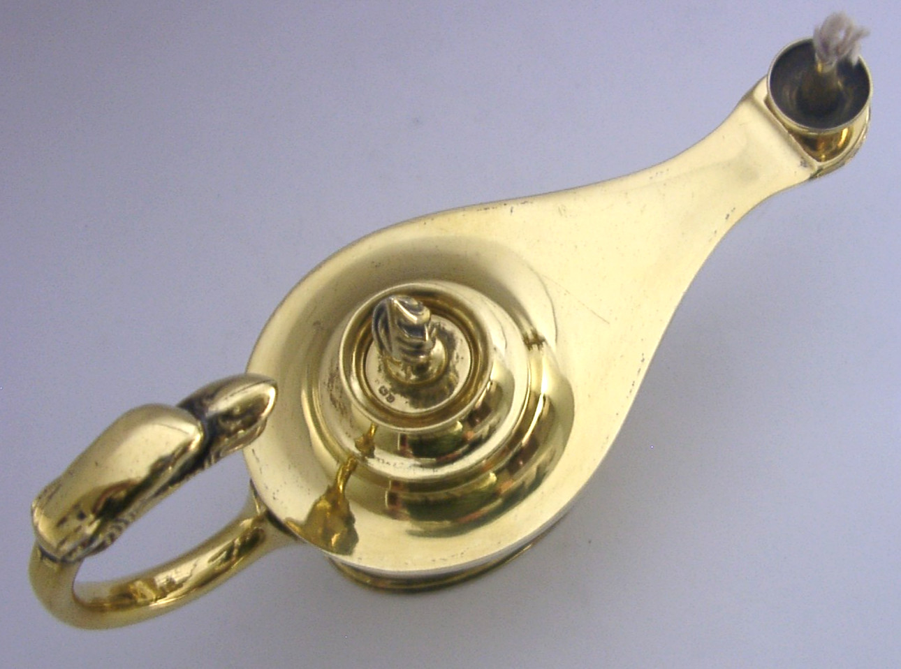 SUPERB SOLID STERLING SILVER GILT CIGAR TABLE LIGHTER 1913 ANTIQUE 114g