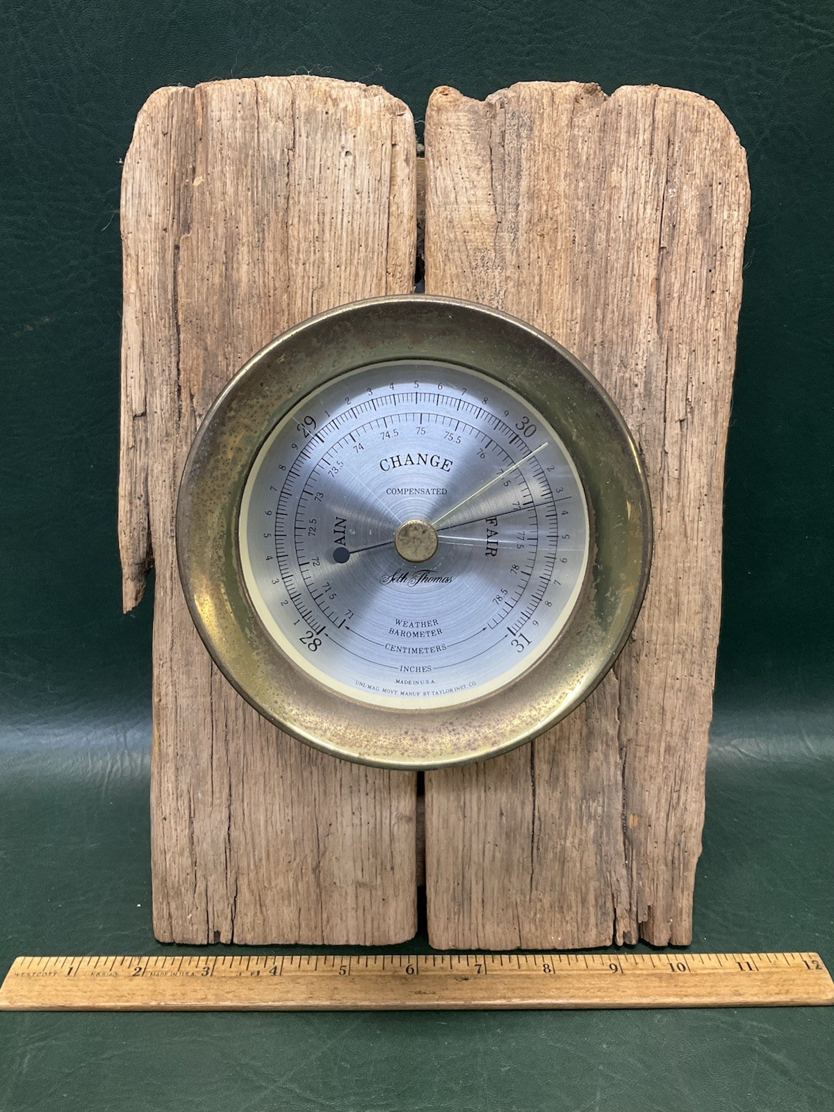 Vintage Seth Thomas Corsair Barometer Model 1504-002 Mounted on Driftwood