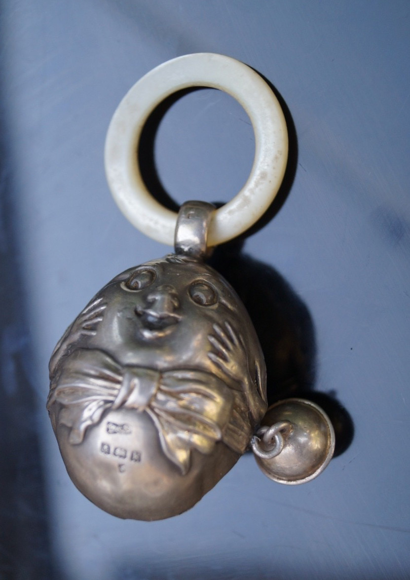 Antique 1909 Sterling Silver Humpty Dumpty Rattle Levi & Salaman – Project