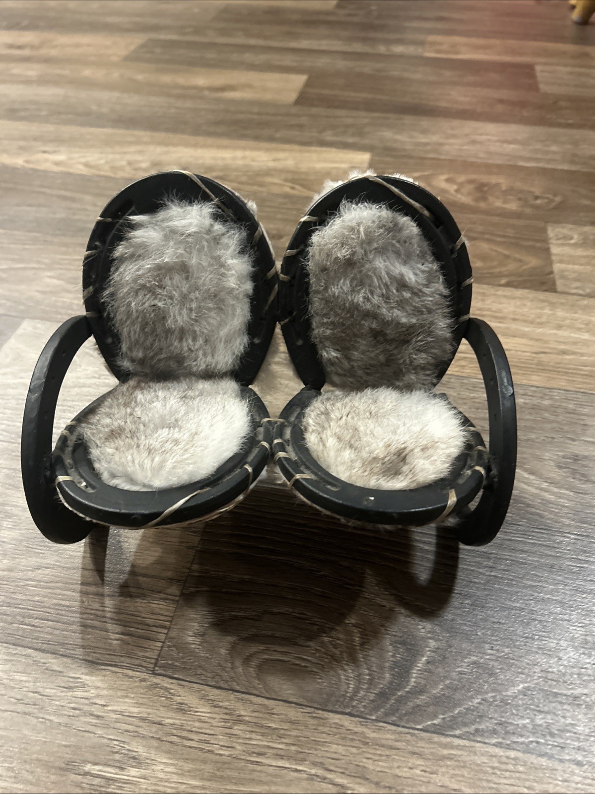 Vintage Handmade Horseshoe Chair/ Loveseat/ Couch Made With Rabbit Fur