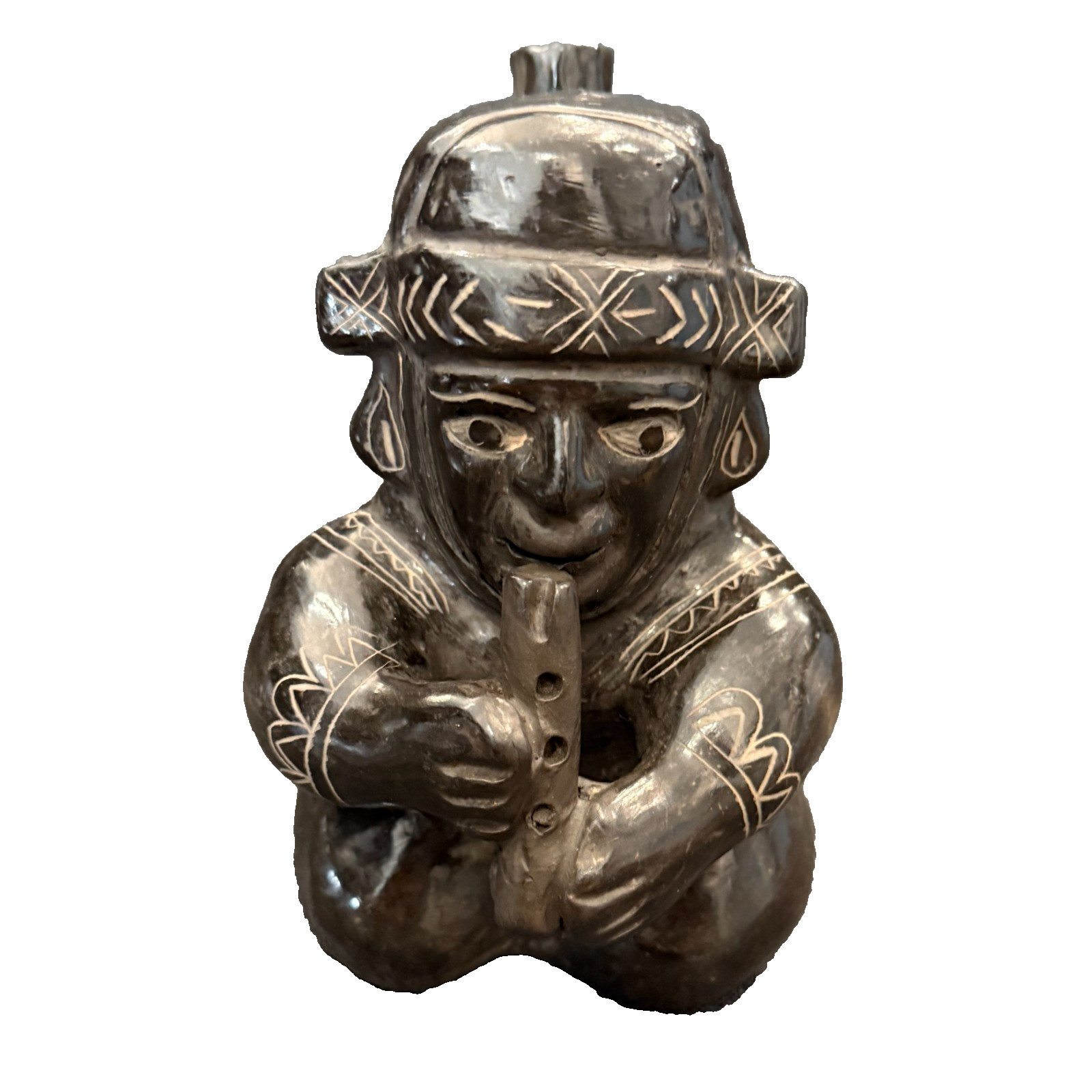 vintage precolumbian reproduction vessel figurine, inka, peruvian, moche 15cmish