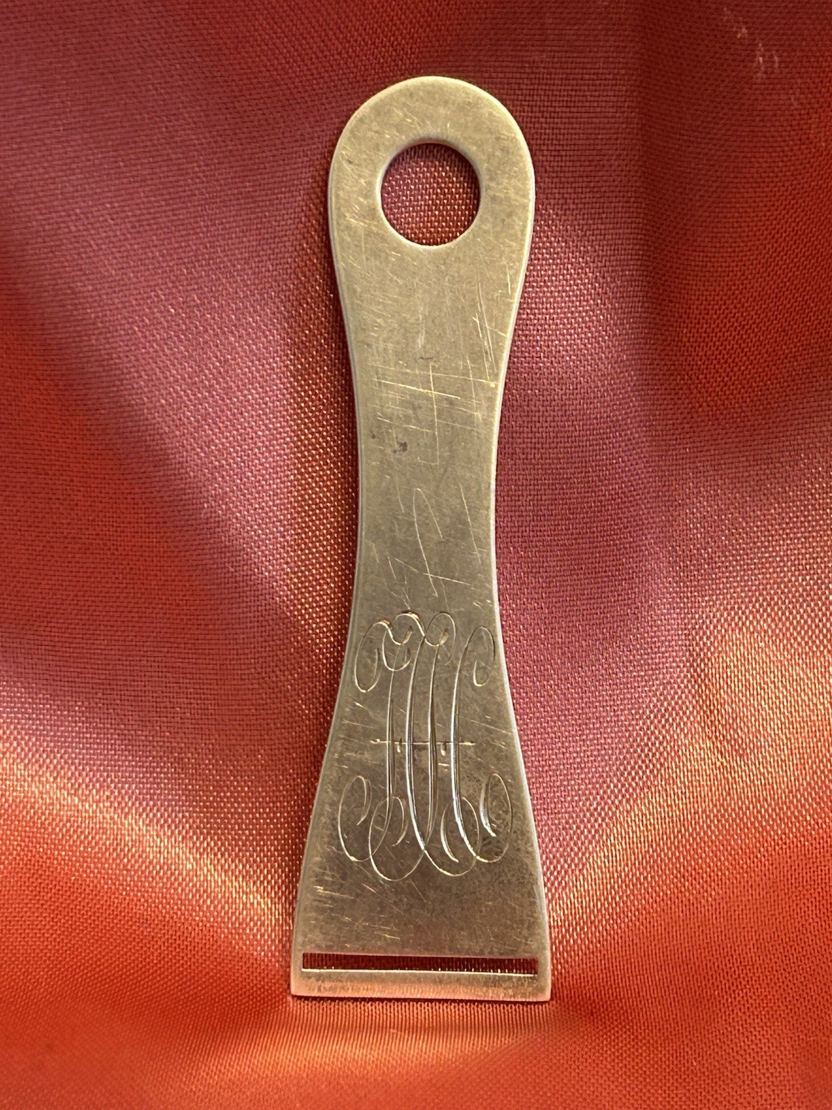 Monnogramed Sterling Silver Bodkin Ribbon Threader Sterling Mark 6 grams