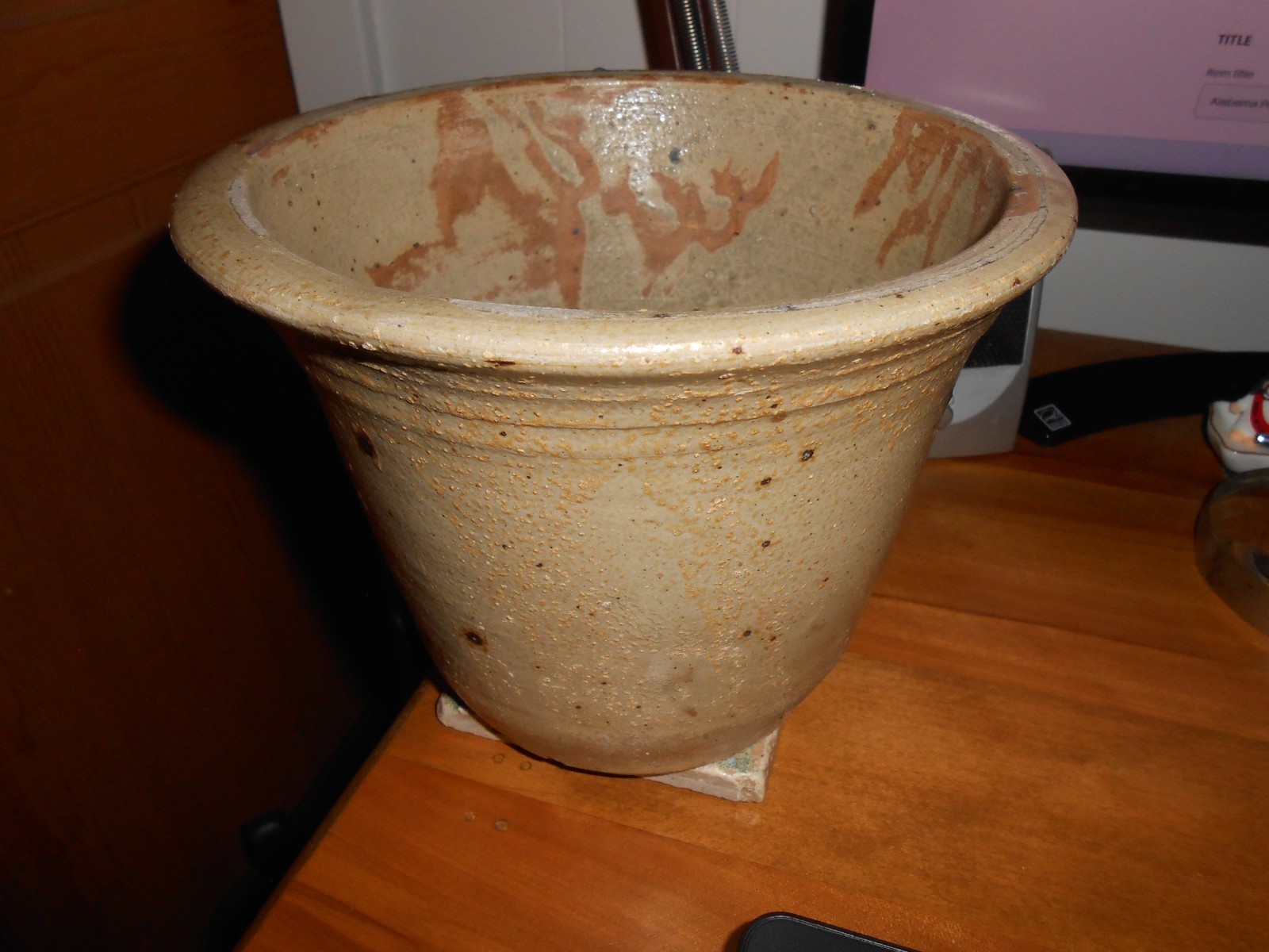 Antique Alabama Pottery Stoneware Bowl Flower Pot